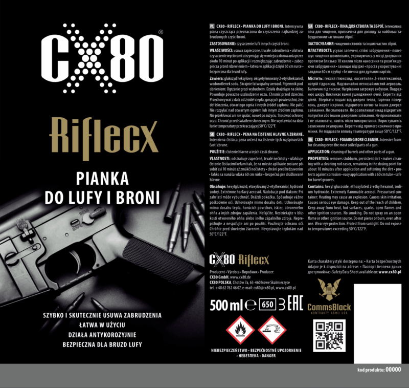 Preparat do broni RifleCX CX80 Barrel Foam do czyszczenia lufy - 500 ml - obrazek 2