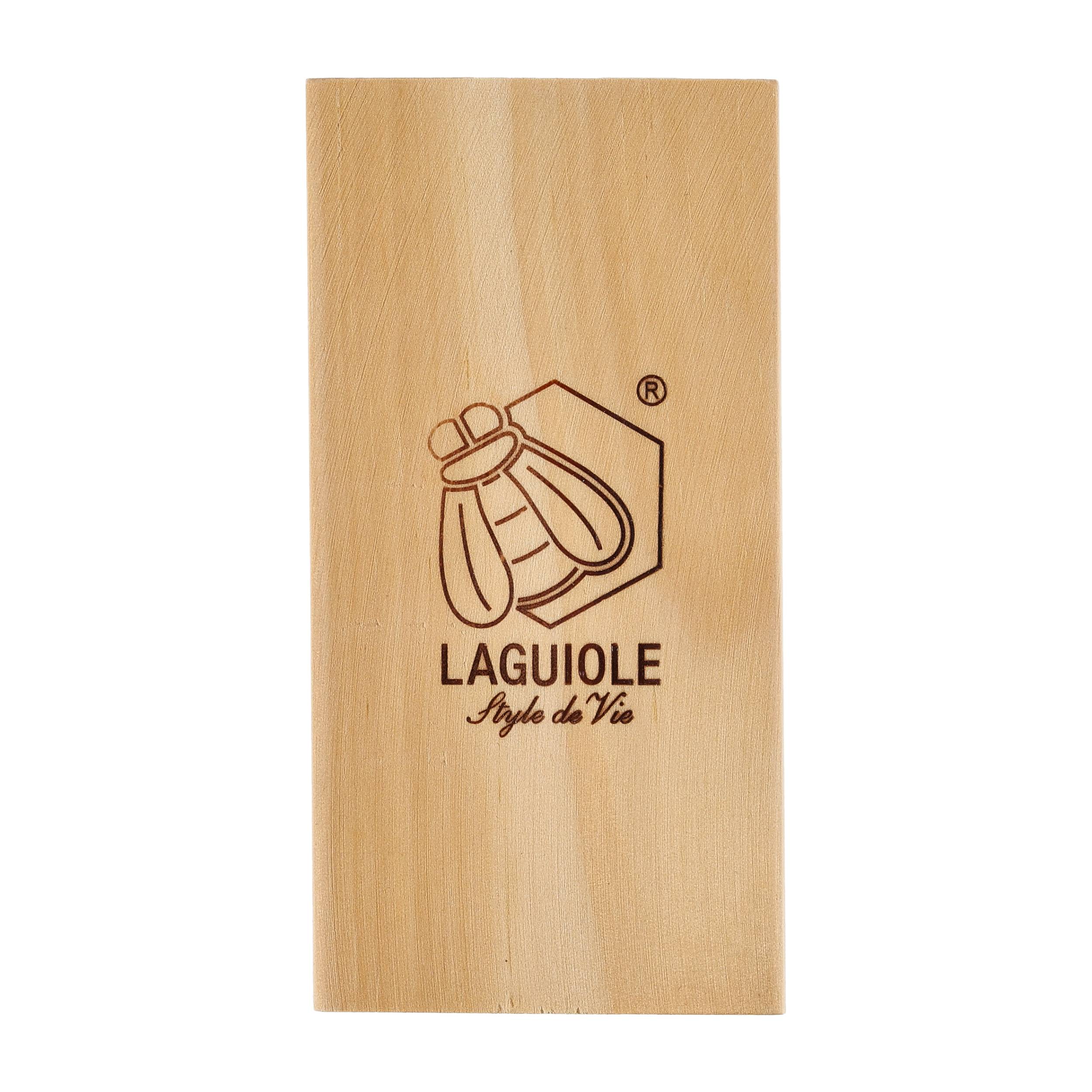 Nóż Laguiole do steków z stali nierdzewnej 6 sztuk w bloku drewnianym czarny - obrazek 5