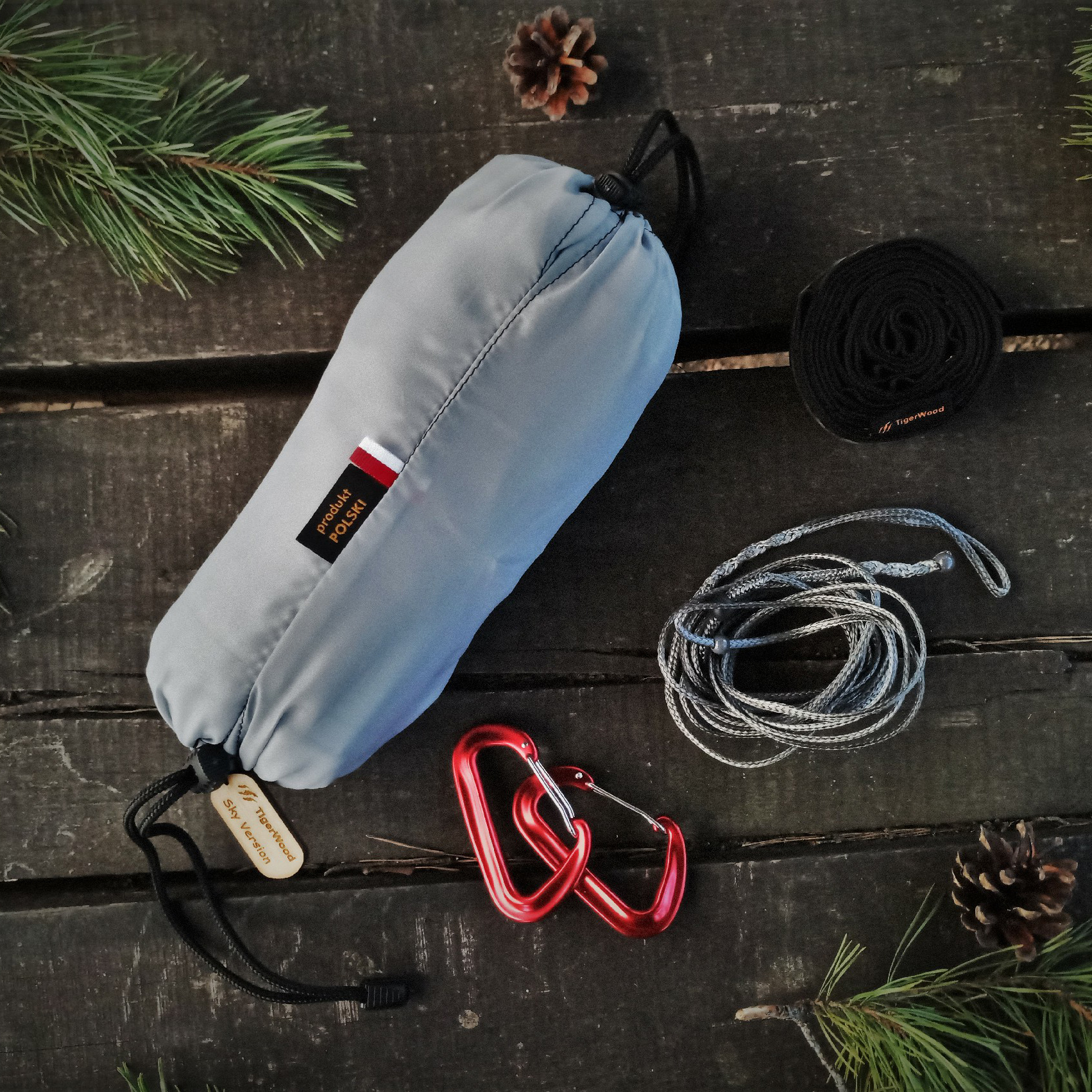 Hamak TigerWood ultra lekki Sky Version szary - obrazek 2