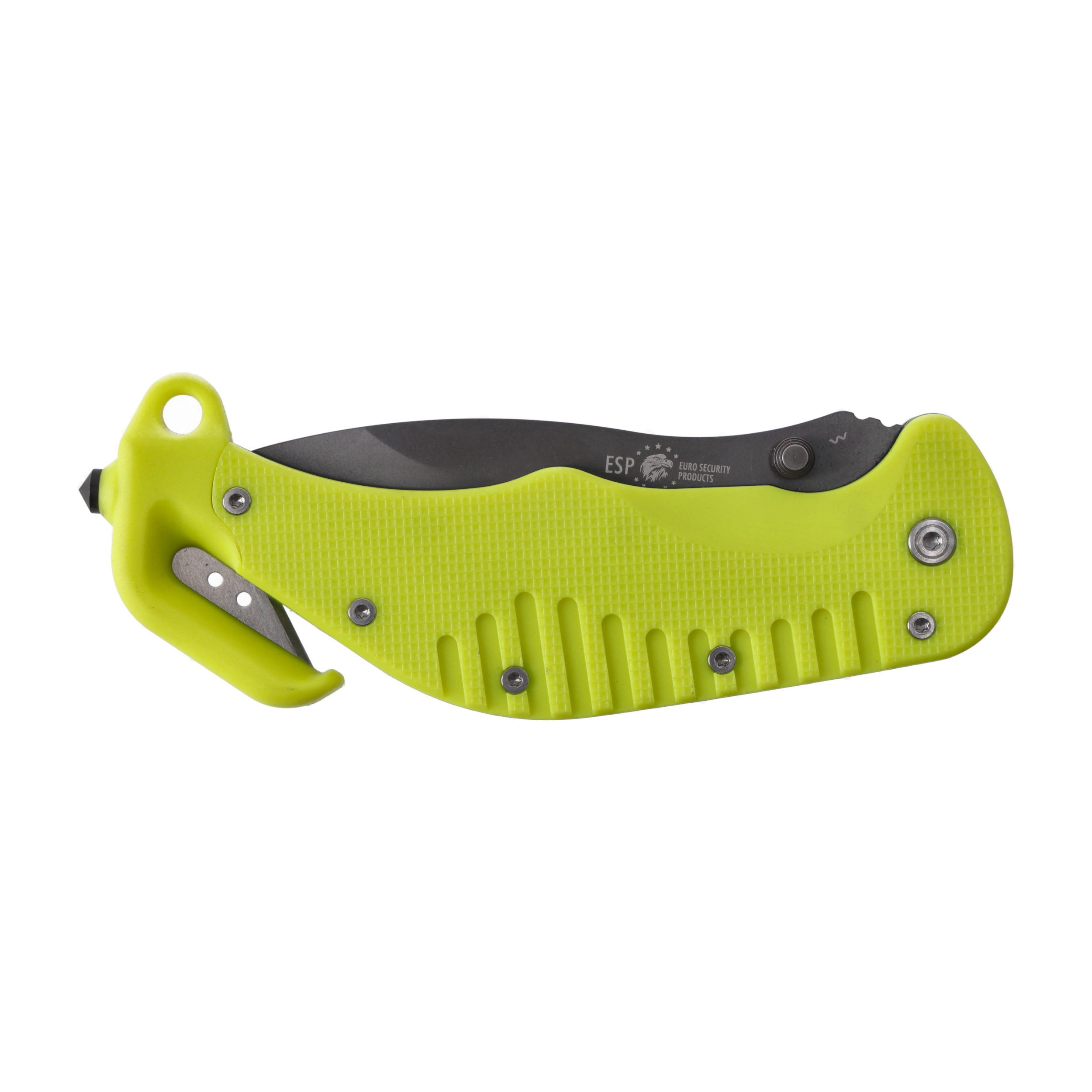 Nóż ratowniczy ESP z półząbkowanym ostrzem żółty - obrazek 4