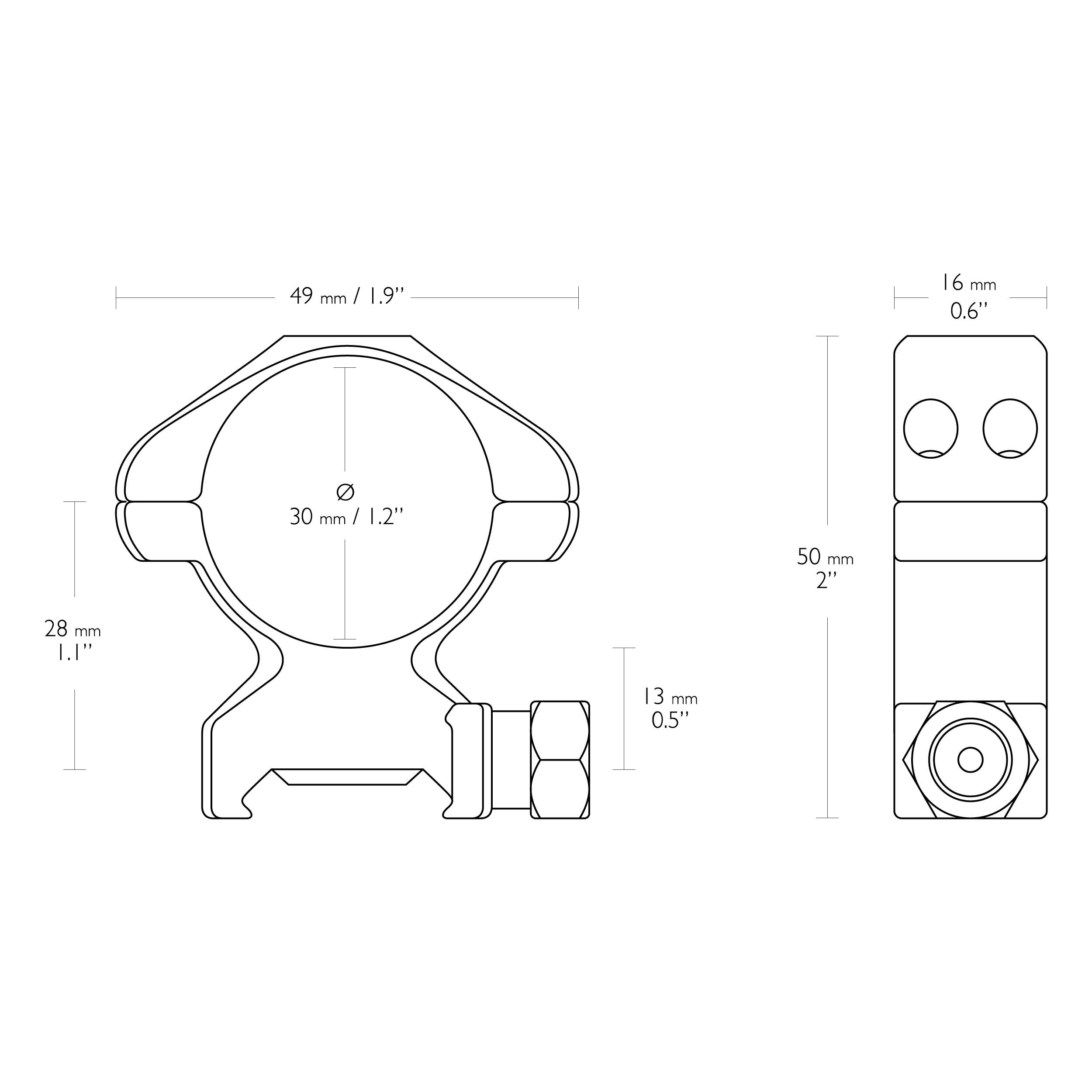 Montaż lunety Hawke Precision Steel wysoki 30 mm Weaver - obrazek 2
