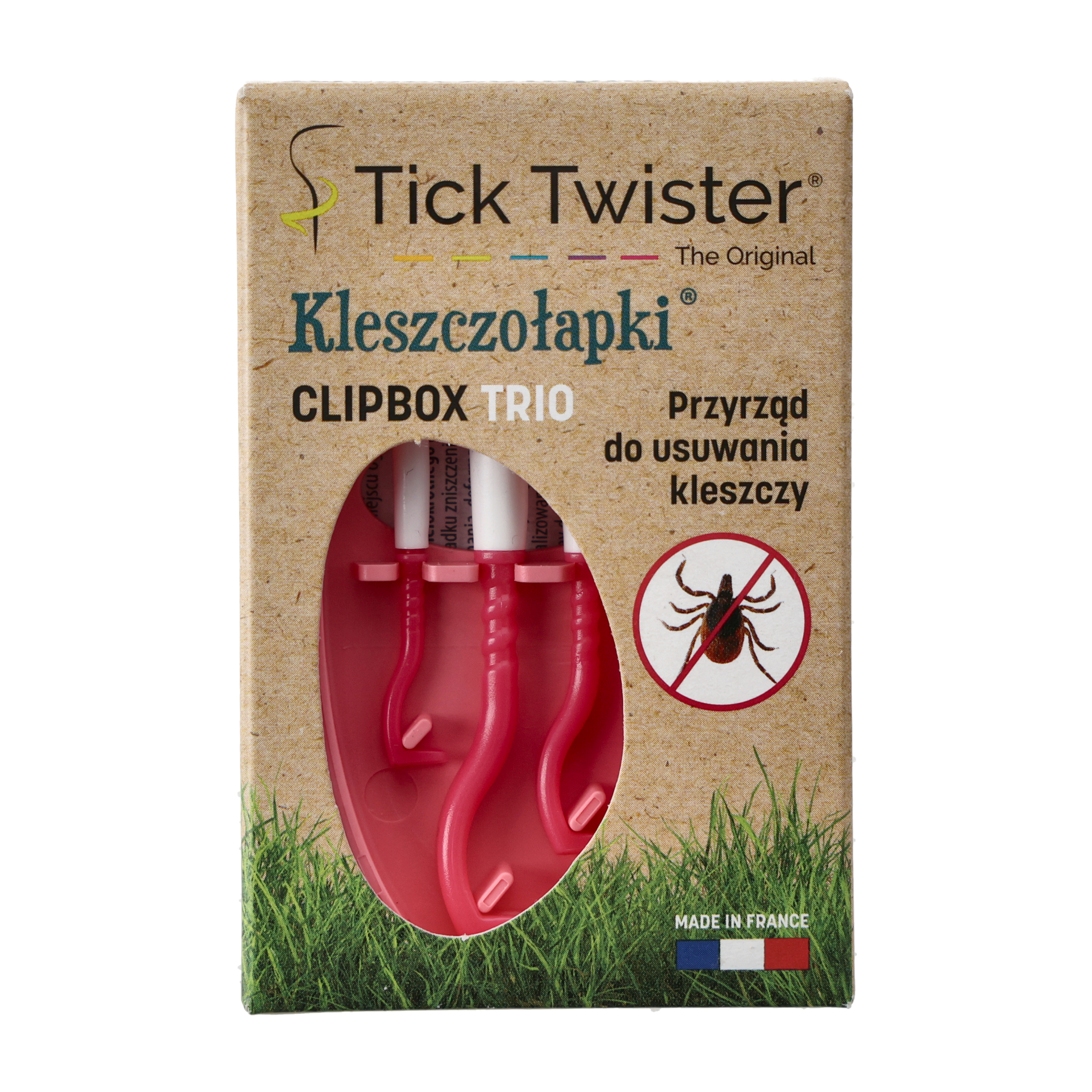Kleszczołapki przyrząd do usuwania kleszczy Tick Twister® Clipbox Trio z brelokiem, różowe 3 szt. - obrazek 4