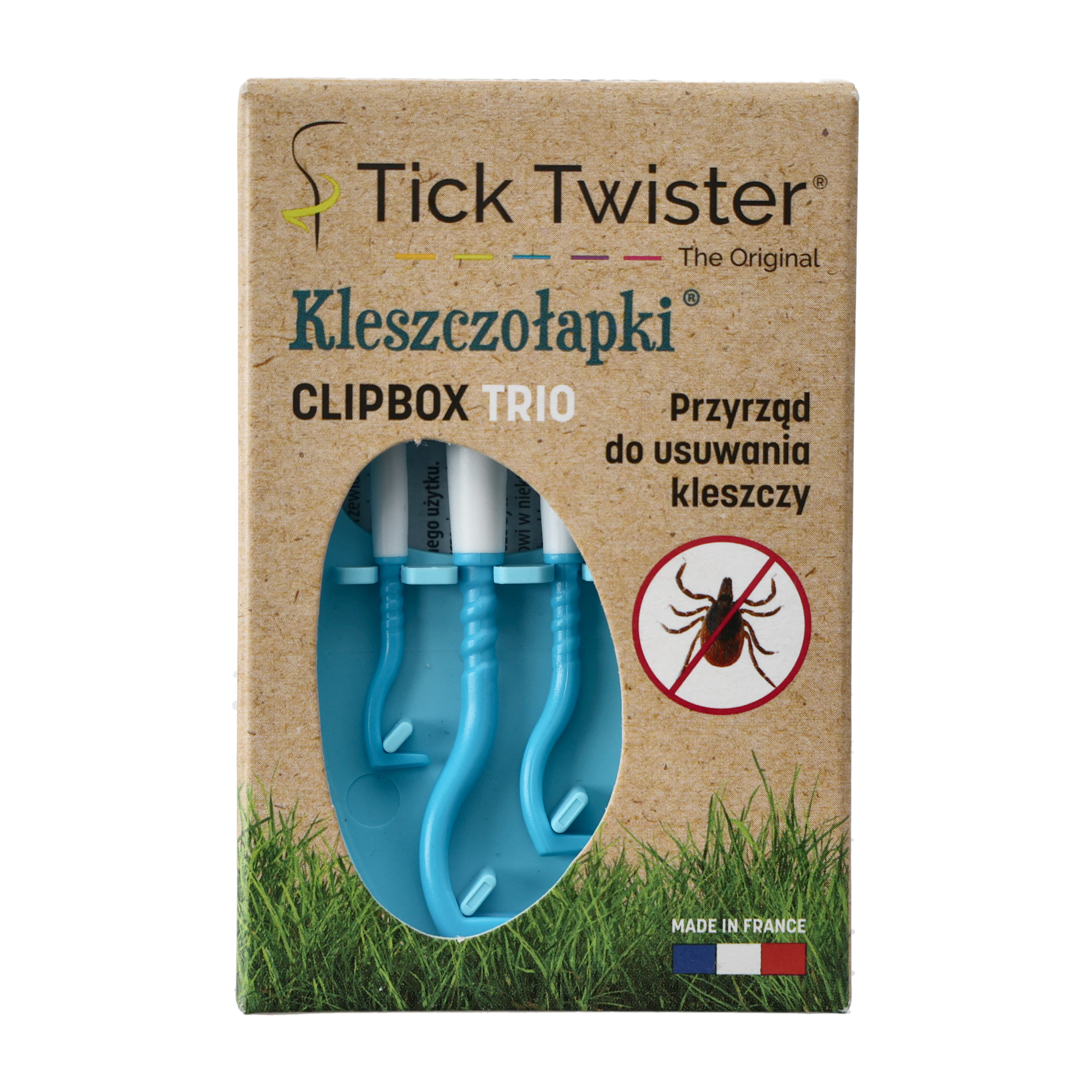 Kleszczołapki przyrząd do usuwania kleszczy Tick Twister® Clipbox Trio z brelokiem, niebieskie 3 szt. - obrazek 4