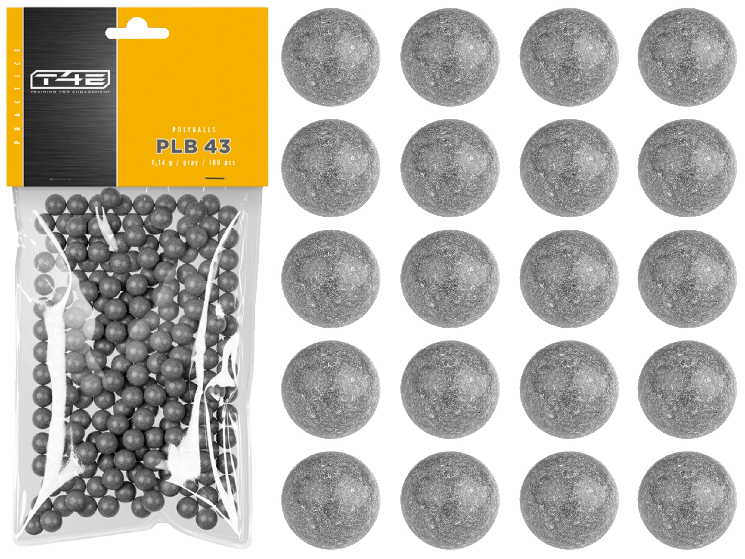 Kulki poliuretanowe T4E Practice PLB kal. .43 100 szt. szare - obrazek 3