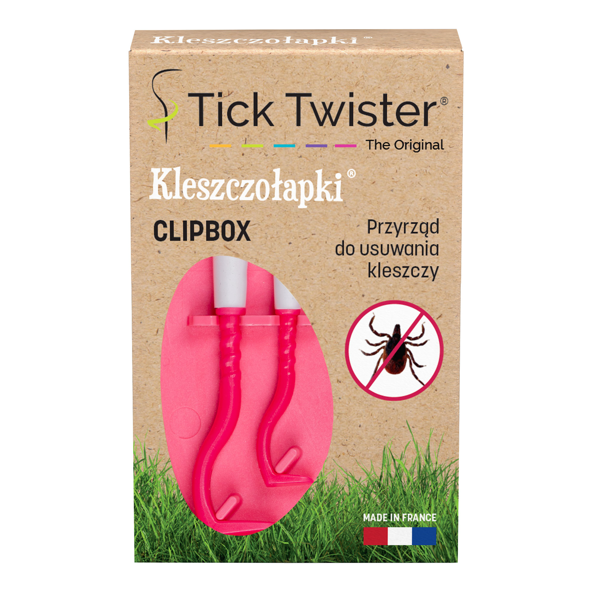 Kleszczołapki przyrząd do usuwania kleszczy Tick Twister® Clipbox z brelokiem, różowe 2 szt. - obrazek 4