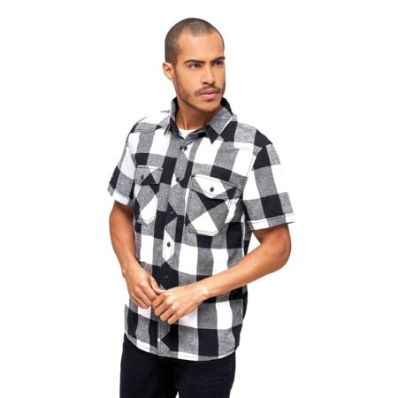 Koszula męska Brandit Check krótki rękaw czarno/biała L