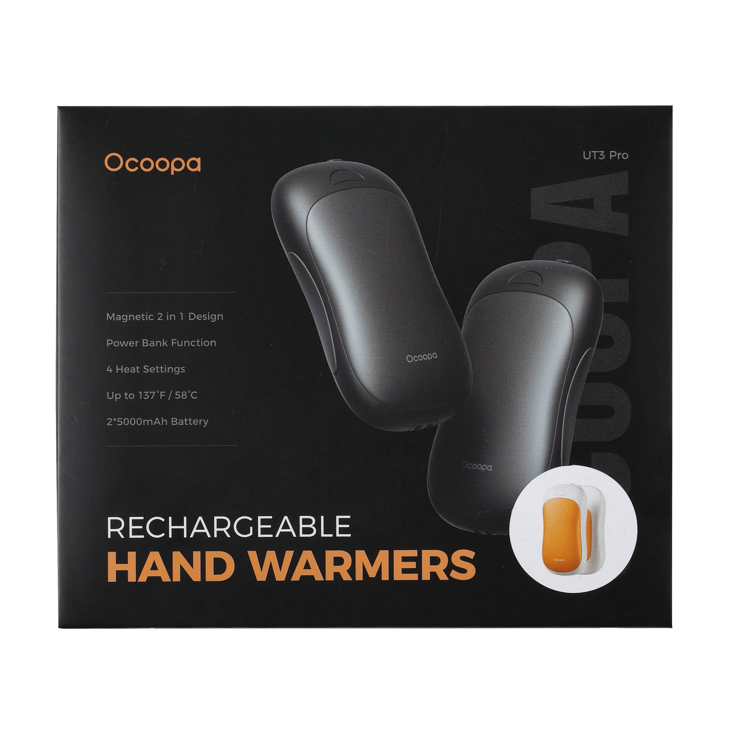 Ogrzewacz elektroniczny do rąk Ocoopa UT3 Pro biał-pomarańczowy - obrazek 6