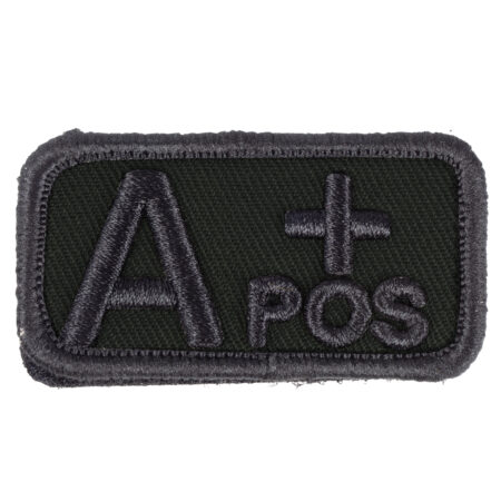 Emblemat na tkaninie narzepka grupa krwi A Plus zielony