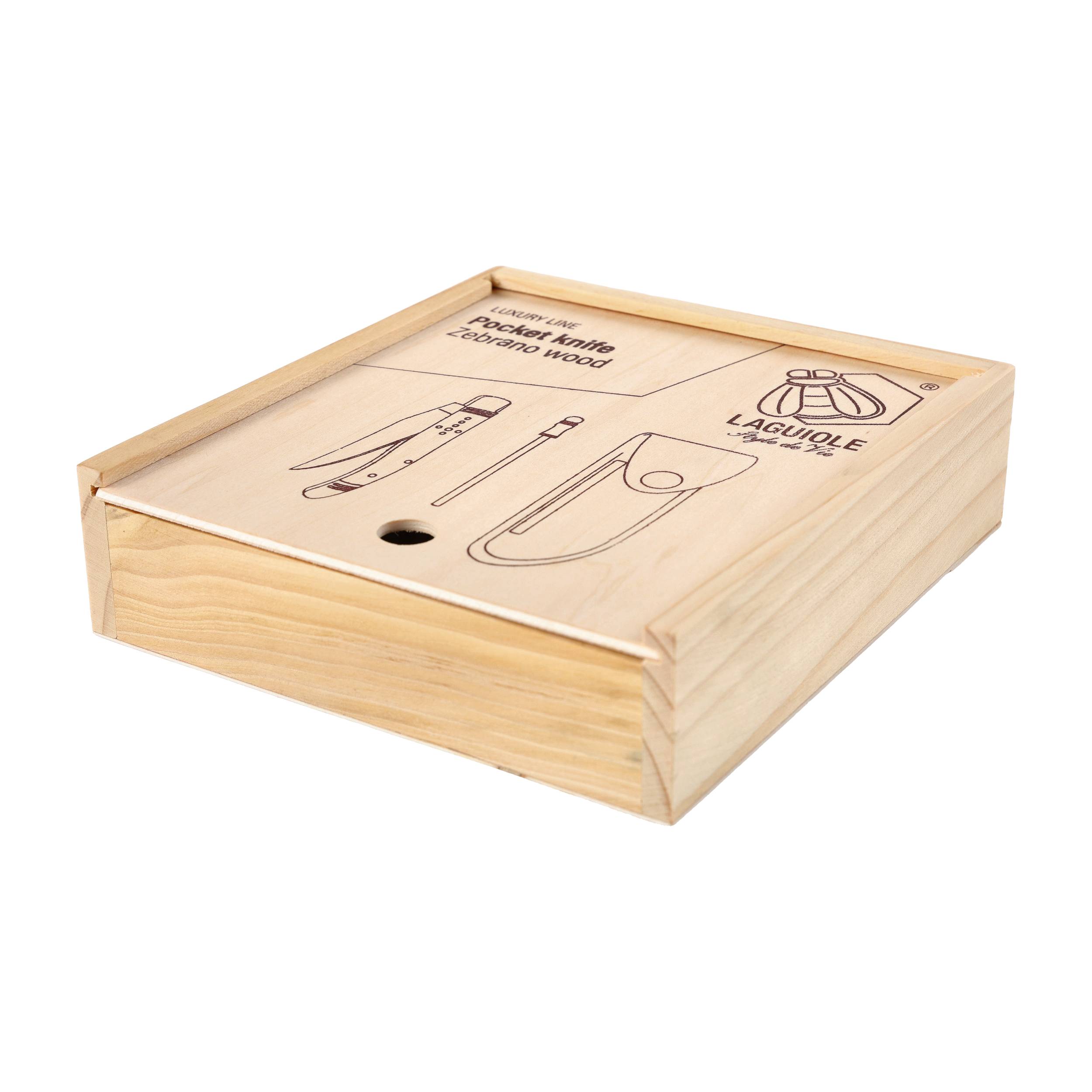 Nóż kieszonkowy Laguiole z rękojeścią z drewna różanego, z czarną pochewką i ostrzałką - obrazek 8