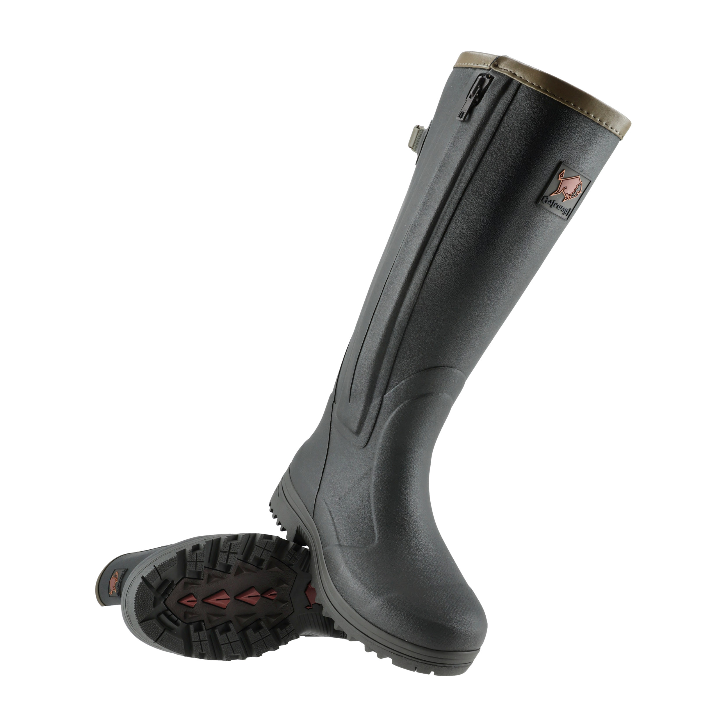 Kalosze Gateway1 Pheasant Game 18" Leather side zip, czarno/oliwkowe 45 - obrazek 5