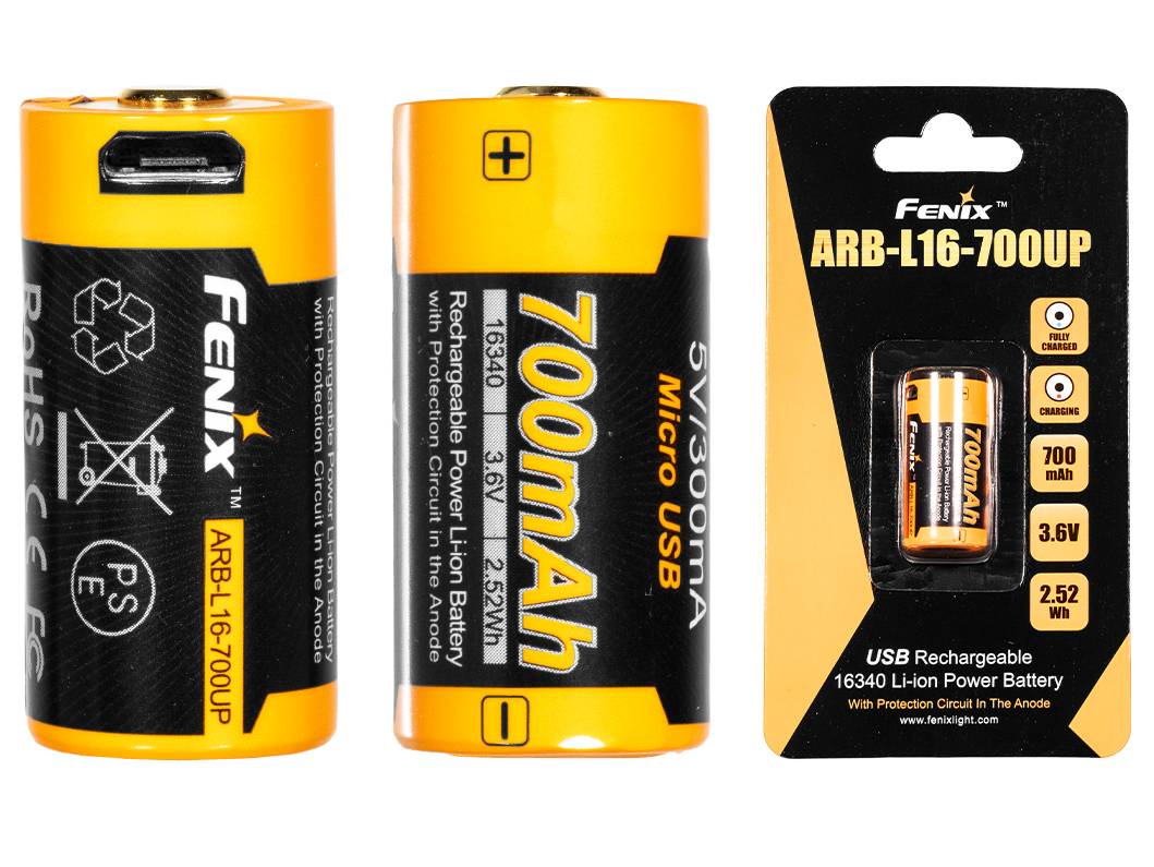 Akumulator Fenix USB ARB-L16UP (16340 RCR123 700 mAh 3,6 V) - obrazek 8