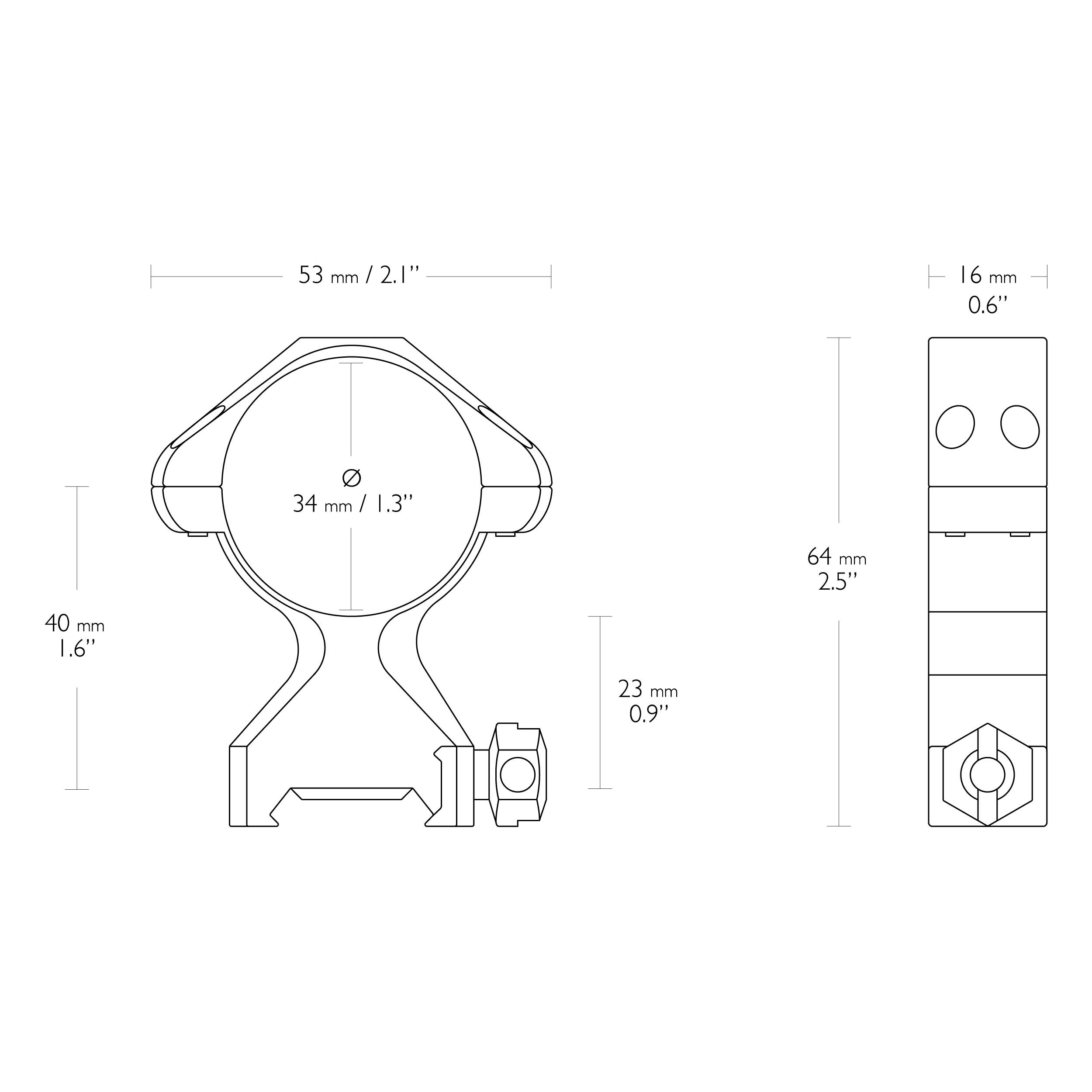 Montaż lunety Hawke Precision Steel wysoki 34 mm Weaver - obrazek 2