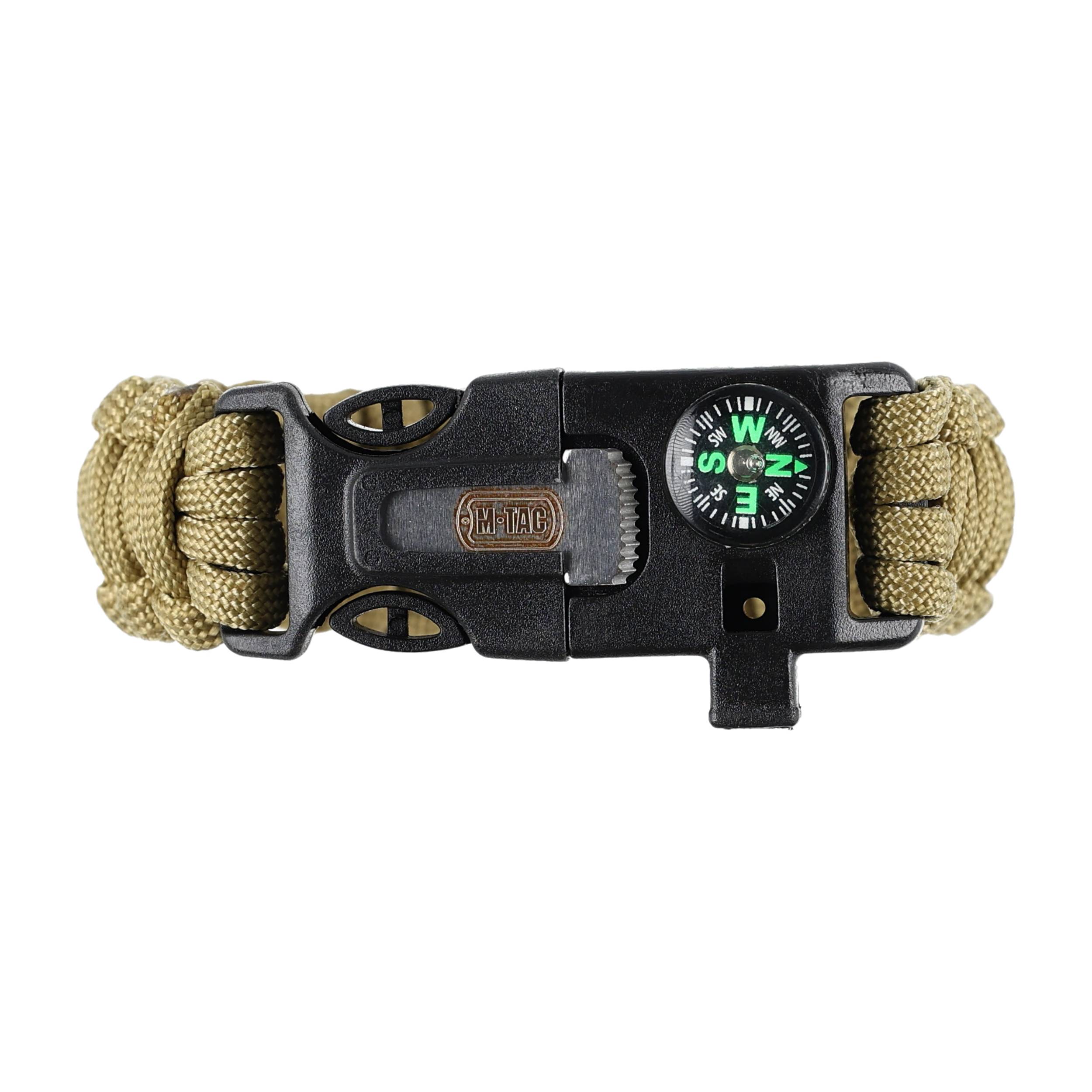 Bransoletka M-Tac Paracord z Krzesiwem, Kompasem i Gwizdkiem, tan M - obrazek 2