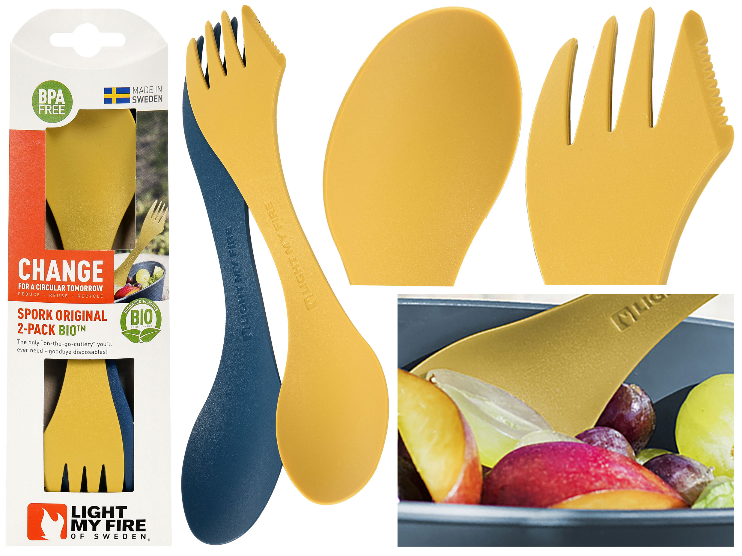 Łyżkowidelec Light My Fire Spork Original Bio niebiesko-żółty - obrazek 4