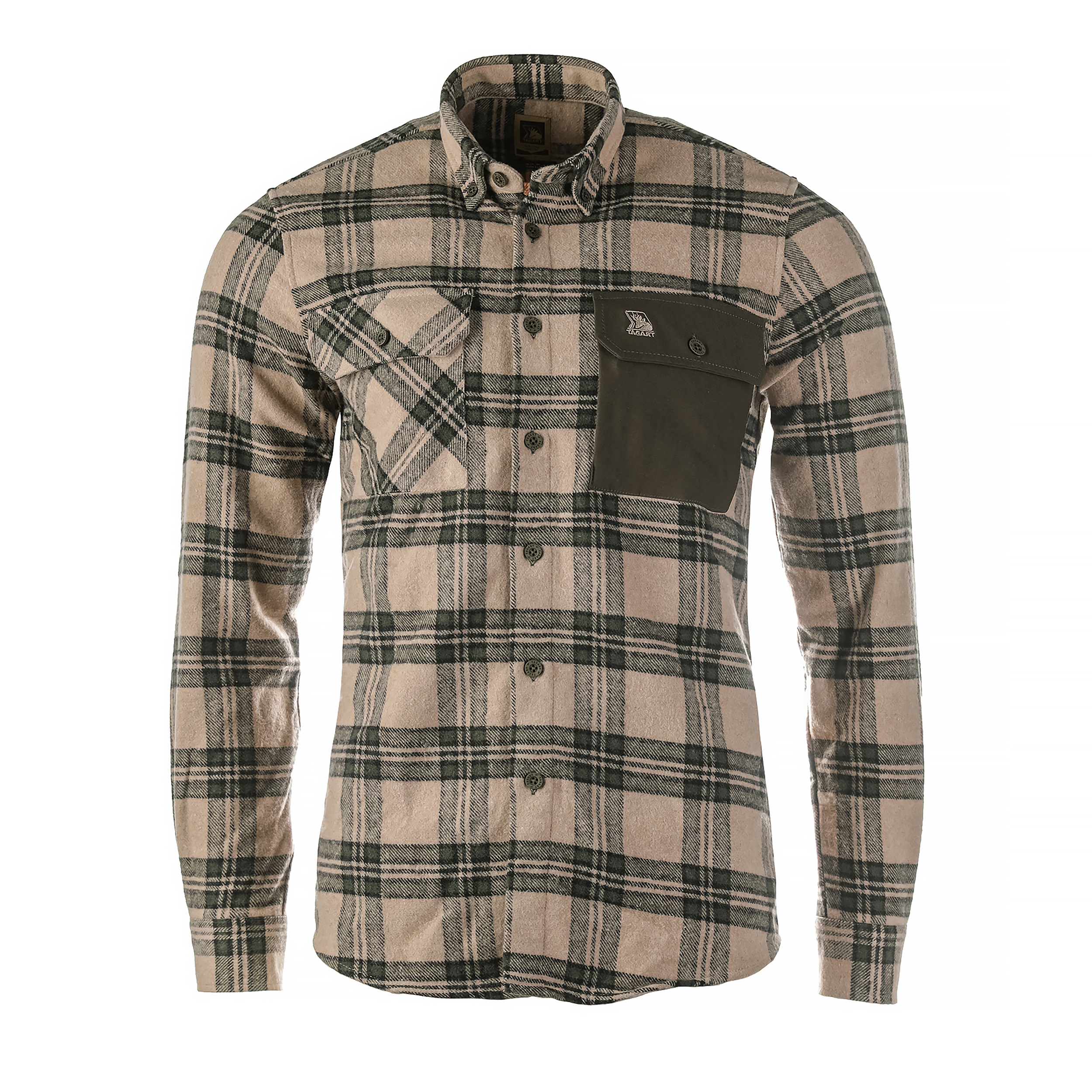 Koszula męska Tagart Alaska, flanelowa, beżowa w zieloną kratę 3XL