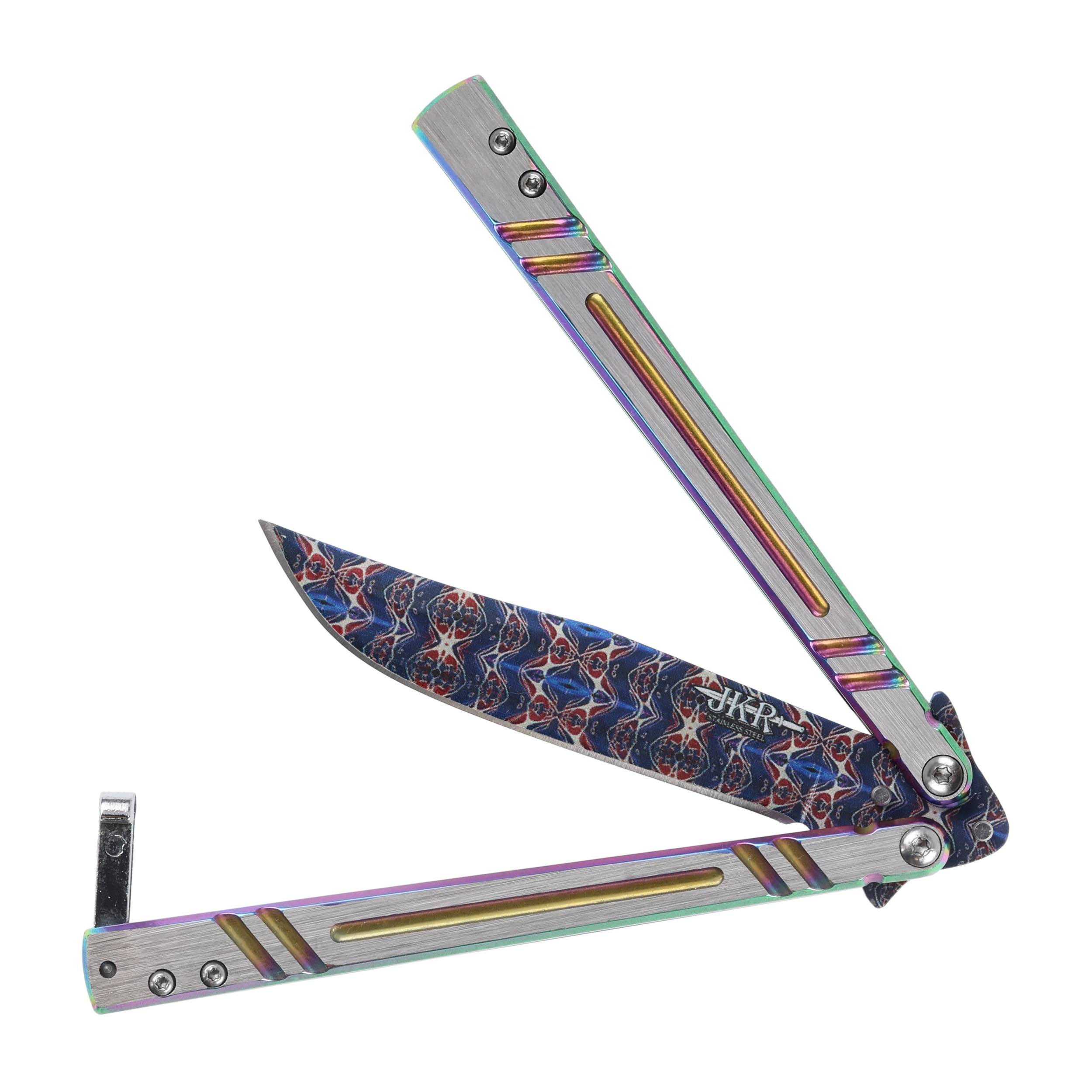 Nóż motylkowy Joker JKR645 tęczowy damsceński - obrazek 6
