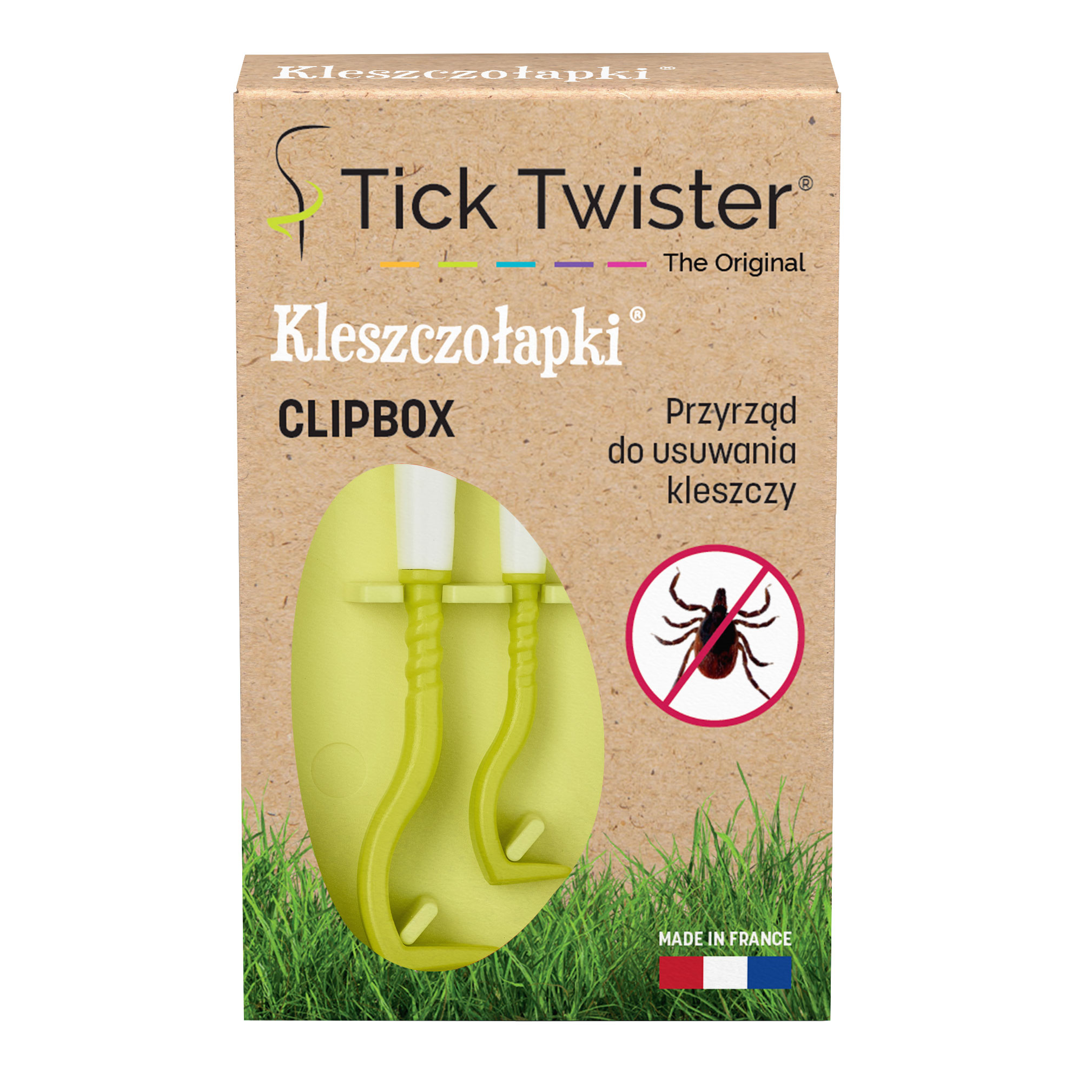 Kleszczołapki przyrząd do usuwania kleszczy Tick Twister® Clipbox z brelokiem, limonkowe 2 szt. - obrazek 4