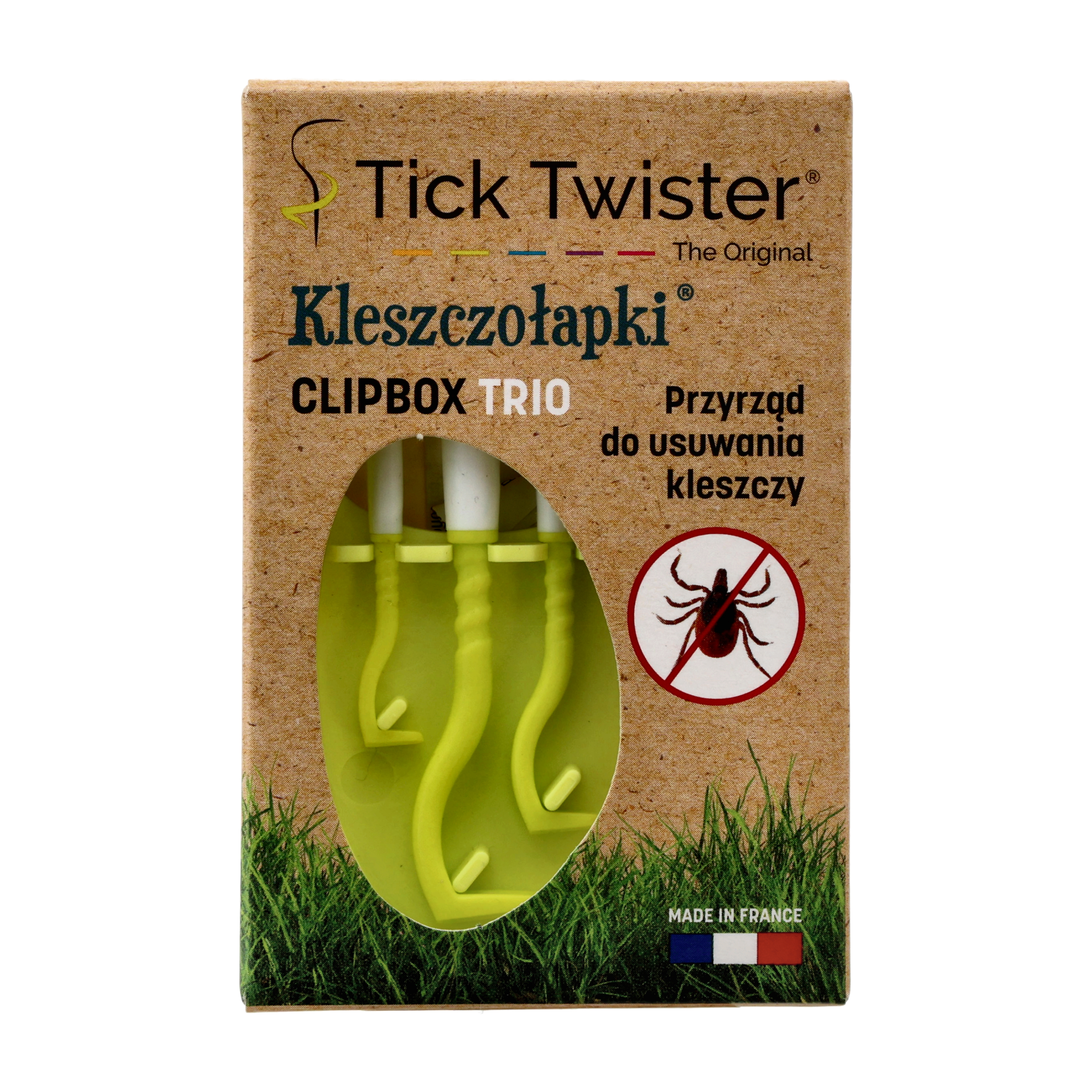 Kleszczołapki przyrząd do usuwania kleszczy Tick Twister® Clipbox Trio z brelokiem, limonkowe 3 szt. - obrazek 4