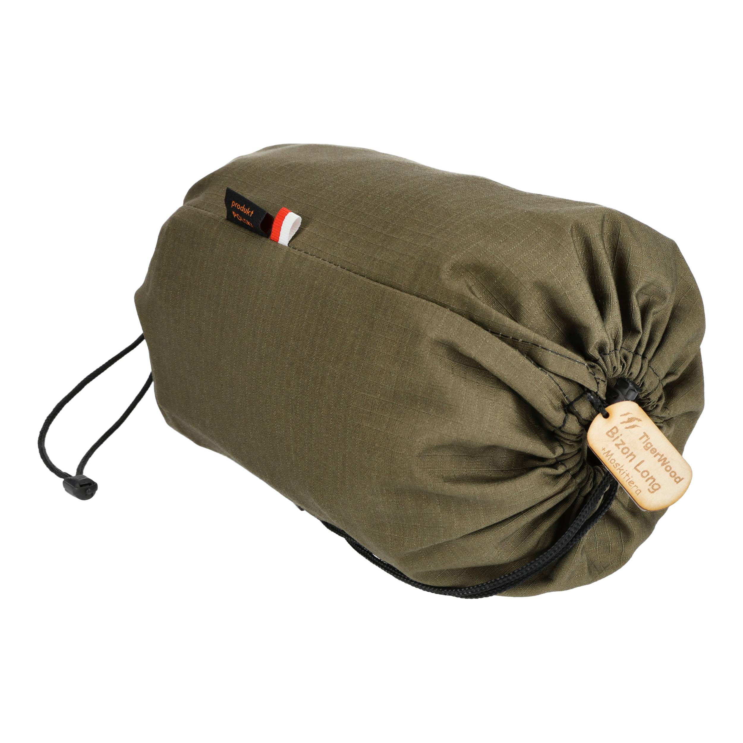 Hamak TigerWood kempingowy Bizon Long 3,5m z moskitierą oliwkowy - obrazek 2