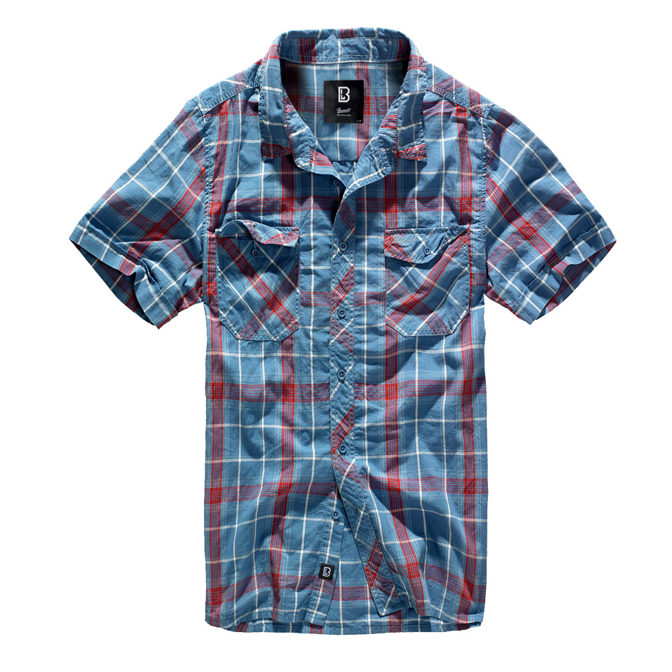 Koszula męska Brandit Roadstar krótki rękaw czerwono/niebieska M - obrazek 2