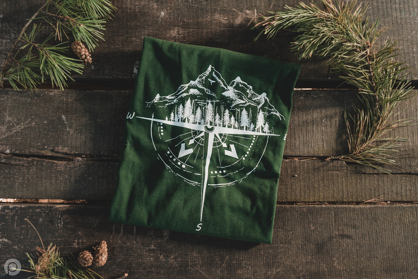 Koszulka męska TigerWood Róża Wiatrów zielony XL - obrazek 3