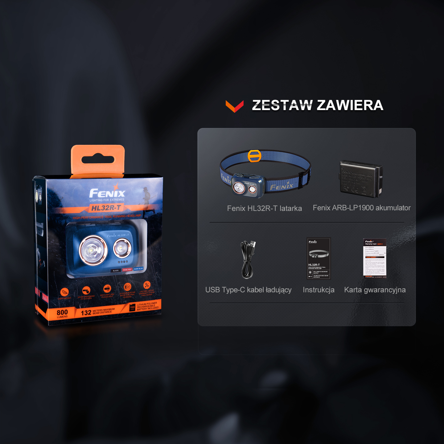 Latarka czołowa Fenix HL32R-T granatowa - obrazek 9