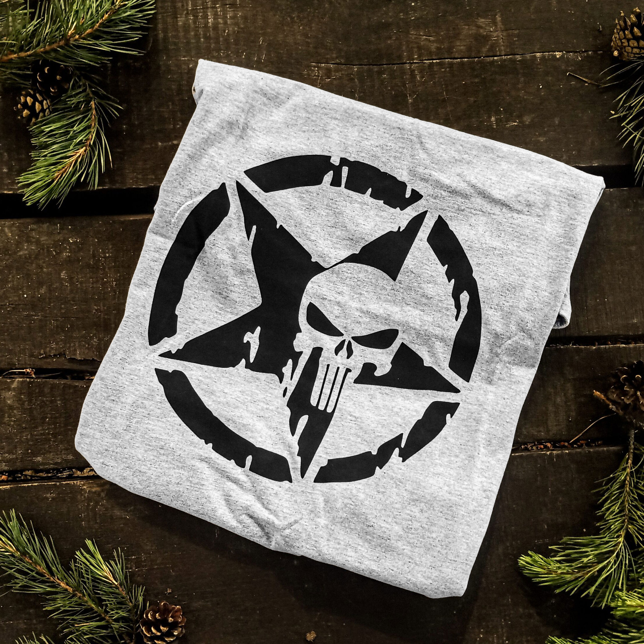 Koszulka męska TigerWood Military Punisher szara 2XL - obrazek 3