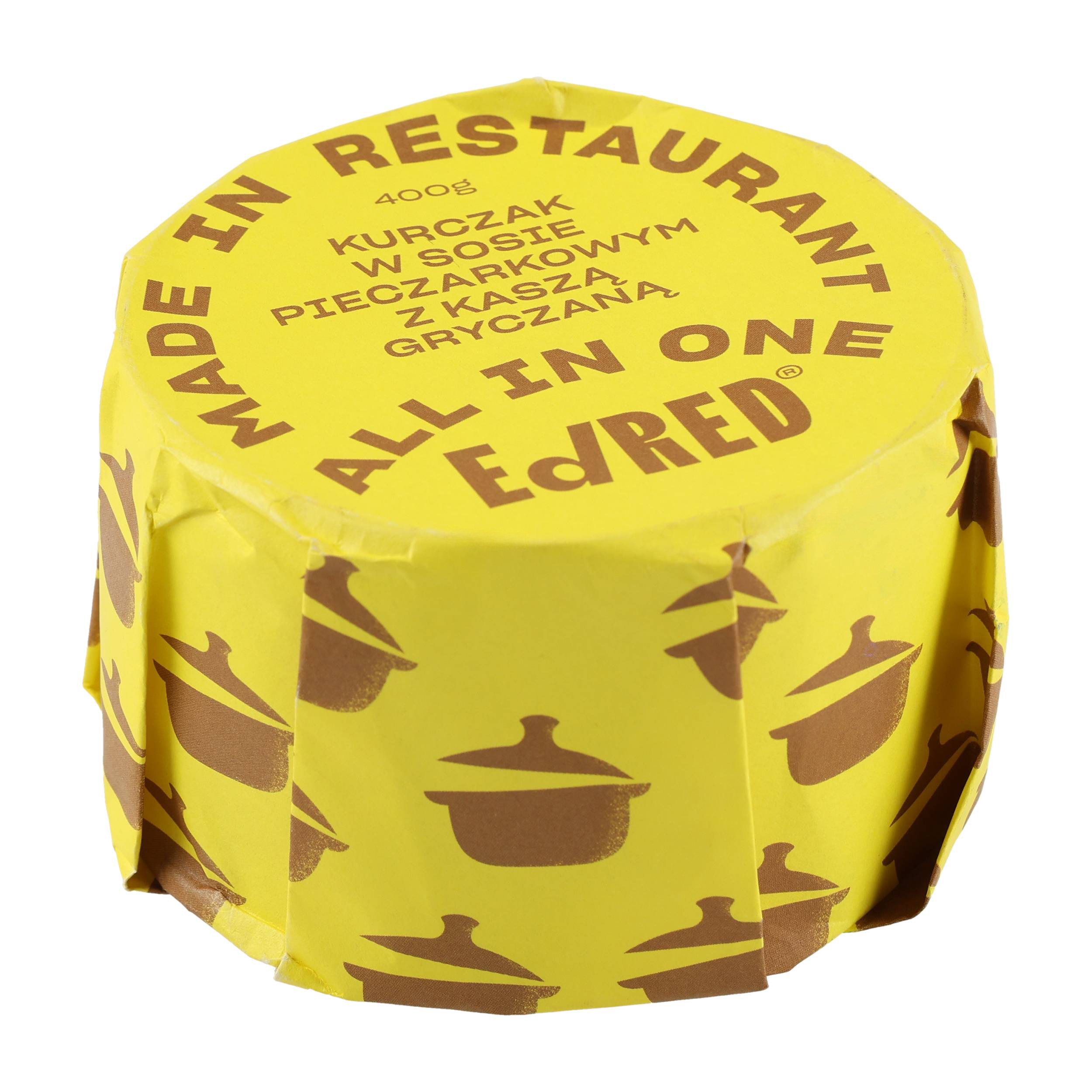 Konserwa Ed Red All in One Kurczak w sosie pieczarkowym z kaszą gryczaną 400 g - obrazek 2