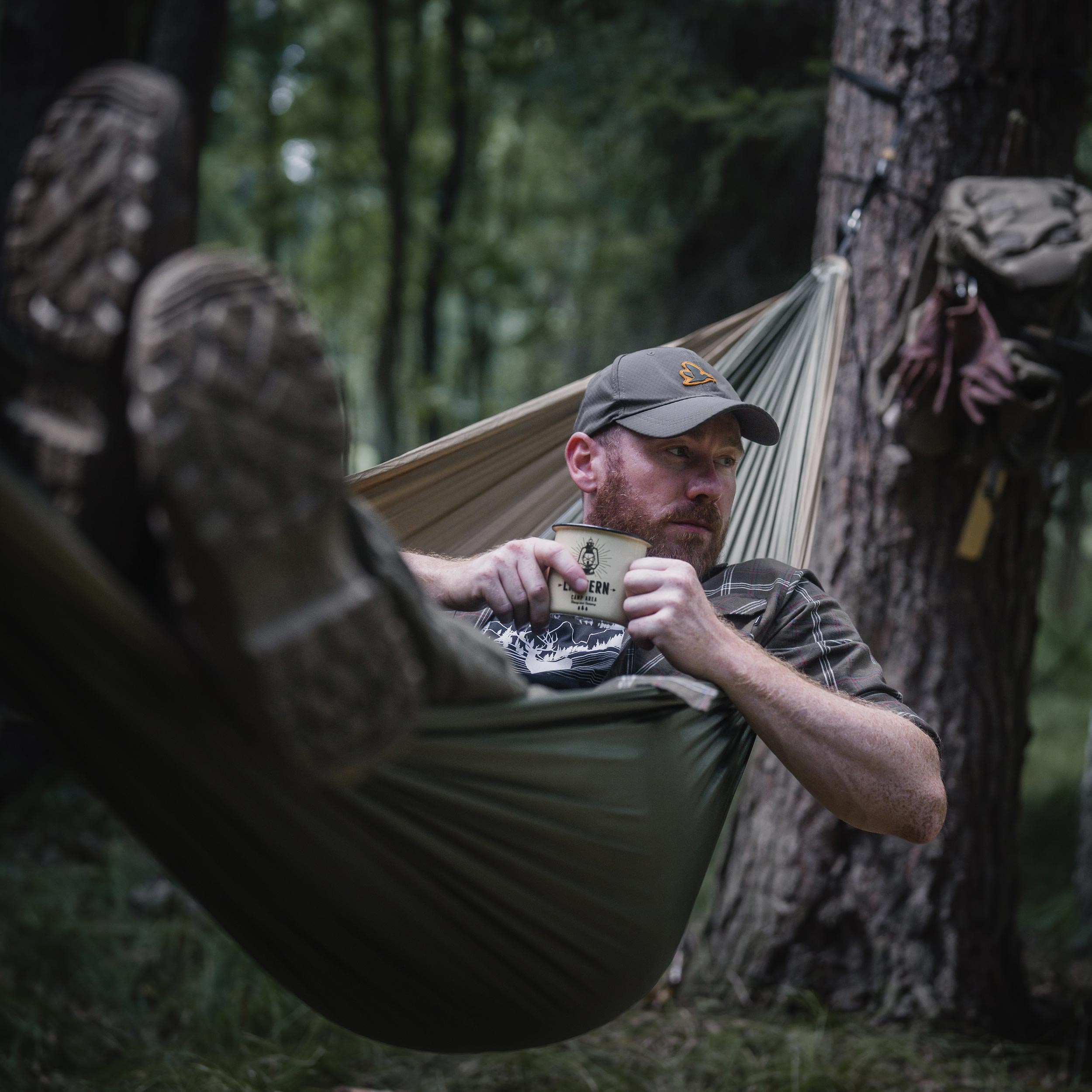 Hamak Ticket To The Moon dwuosobowy zielono-brązowy - obrazek 5