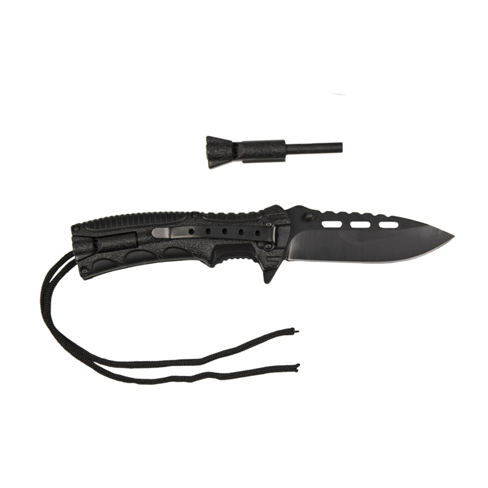 Nóż składany Mil-Tec Paracord z krzesiwem czarny - obrazek 2