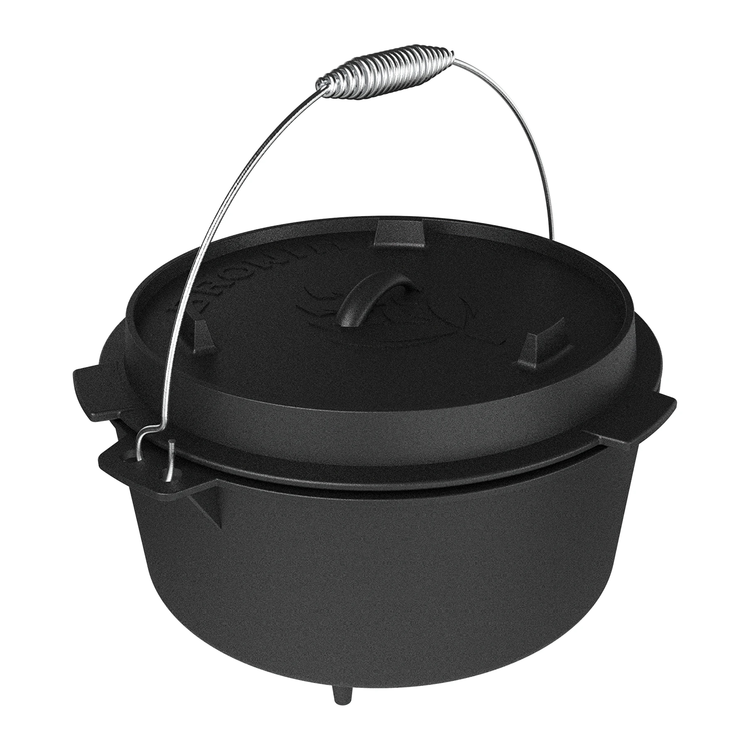 Kociołek wiszący z patelnią żeliwny 9 l - obrazek 3