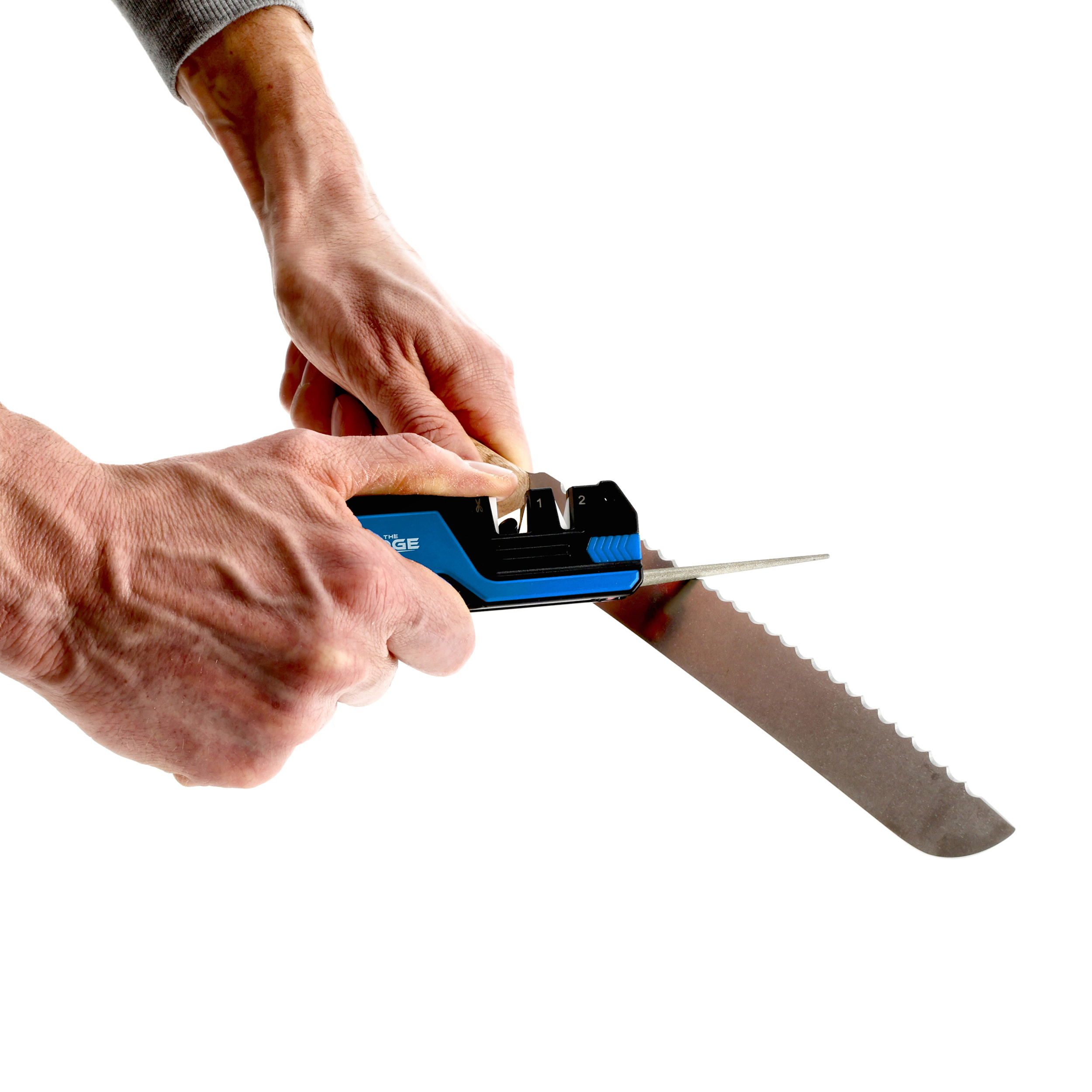 Ostrzałka do noży THE EDGE bushSHARP niebieska + krzesiwo - obrazek 9