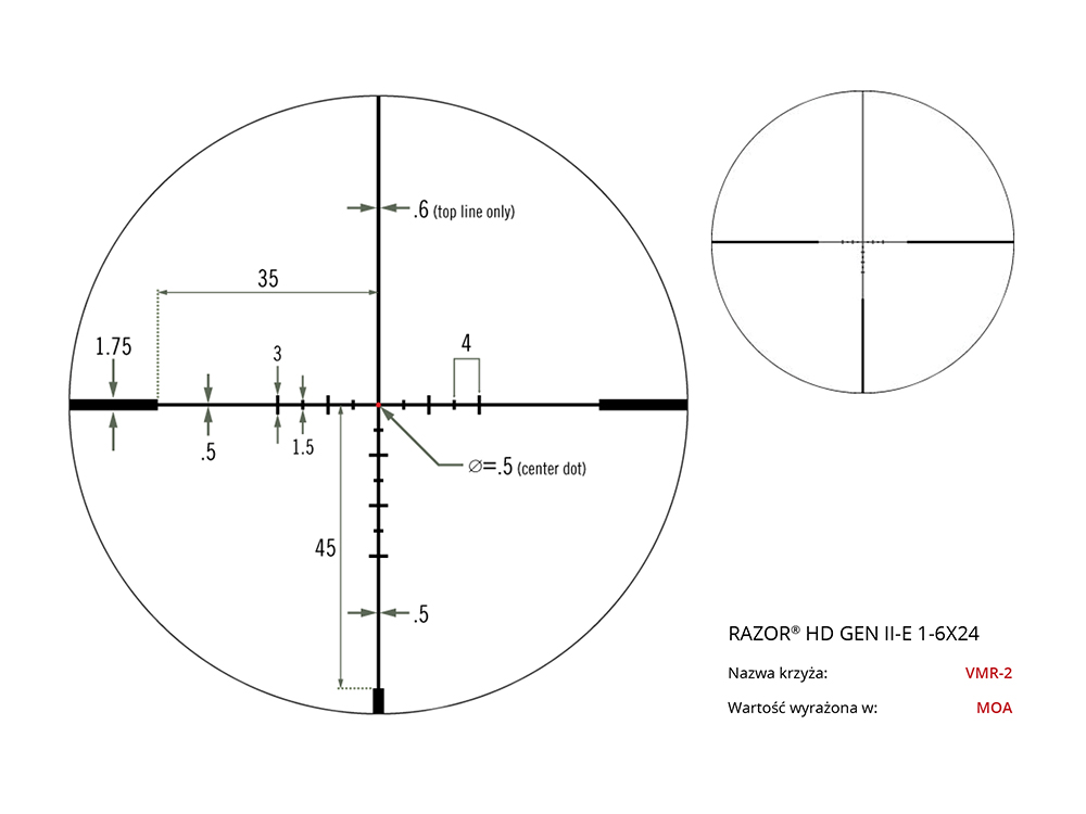 Luneta celownicza Vortex Razor II HD-E 1-6x24 30 mm JM-1/VMR-2 - obrazek 8