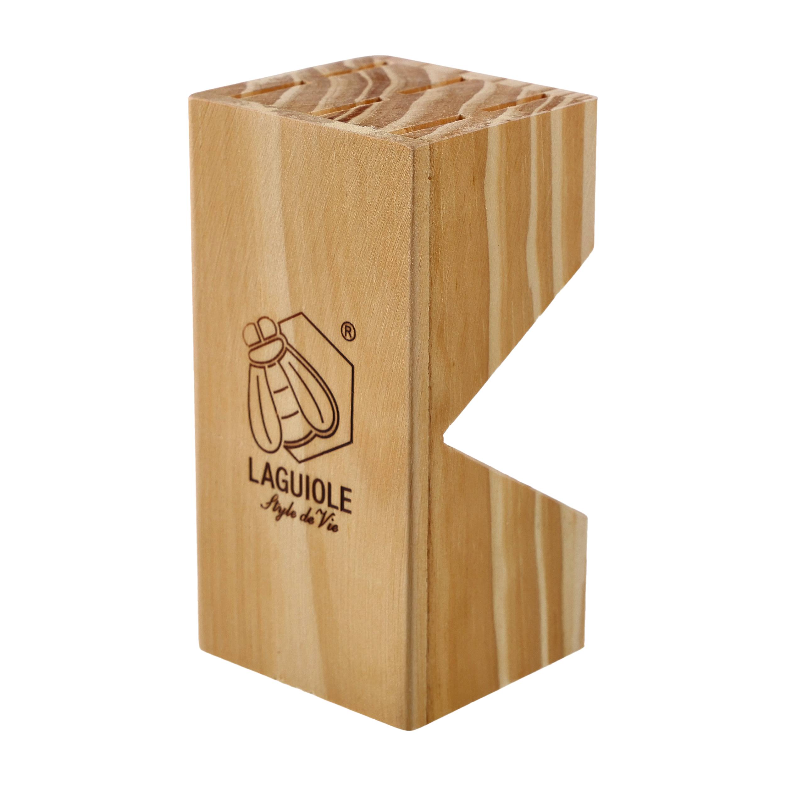 Nóż Laguiole do steków z stali nierdzewnej 6 sztuk w bloku drewnianym czarny - obrazek 6