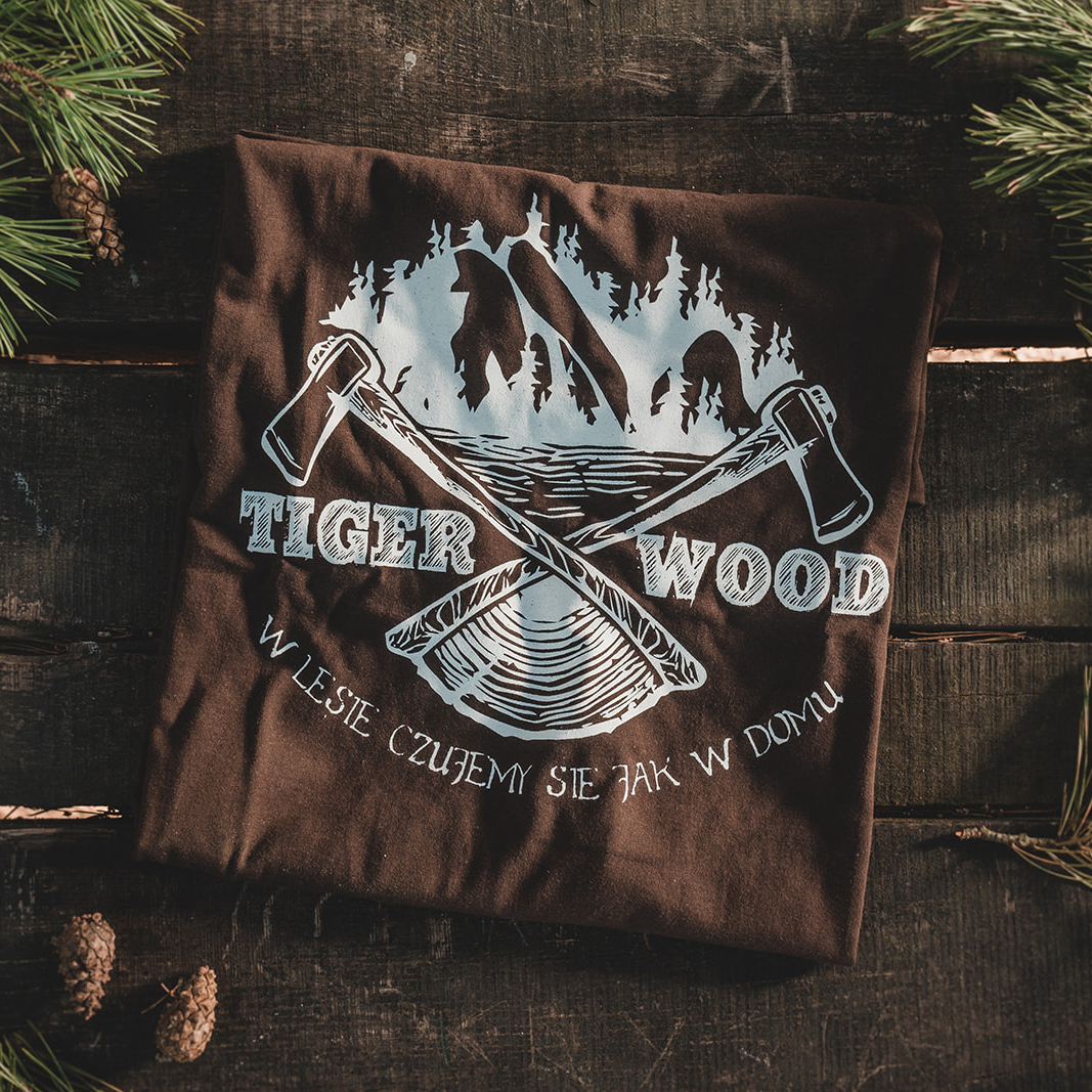Koszulka męska TigerWood Two Axes brązowa XL - obrazek 2