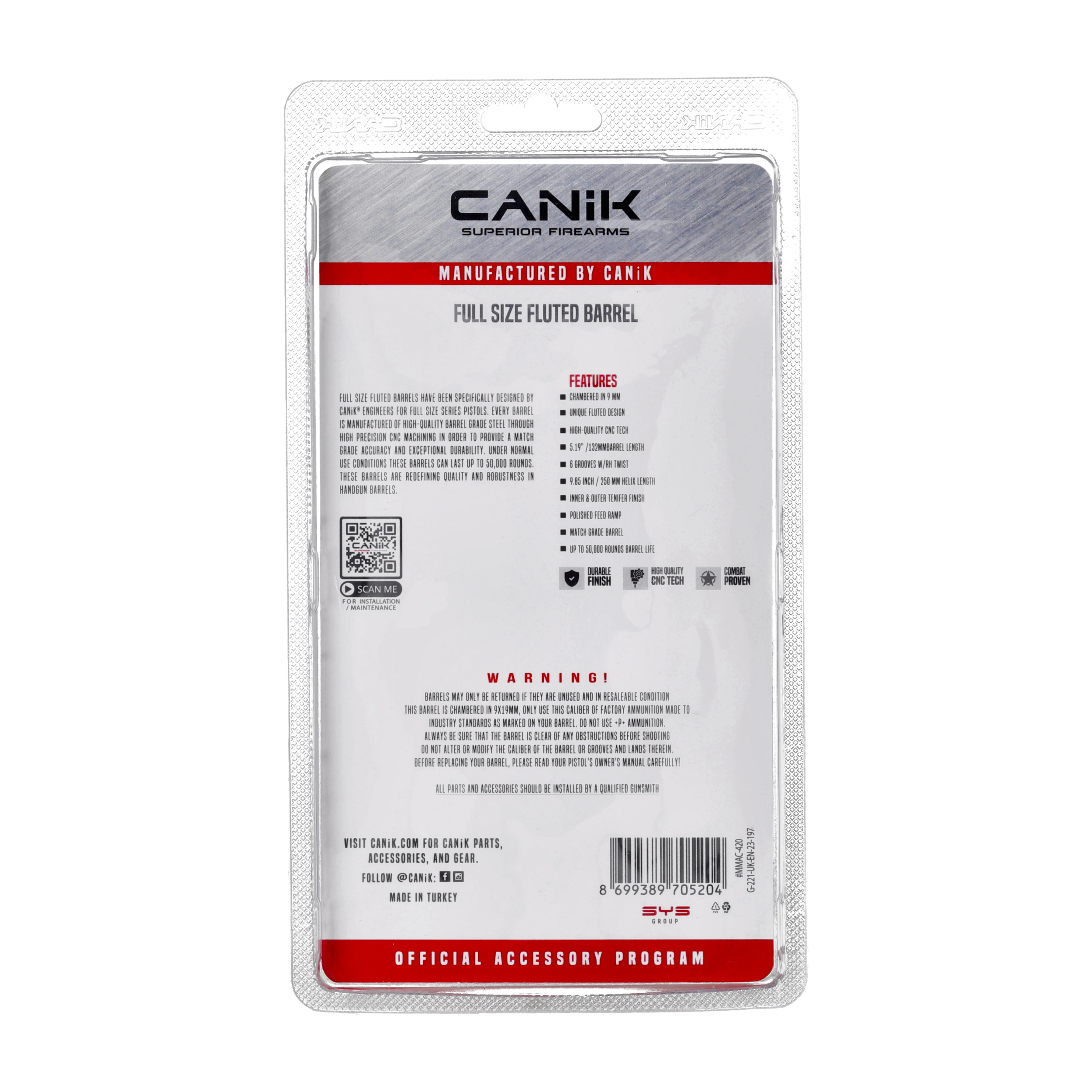 Lufa ryflowana do pistoletu Canik METE SFx PRO, METE SFx, TP9 SFx METE kal. 9x19 mm - obrazek 6