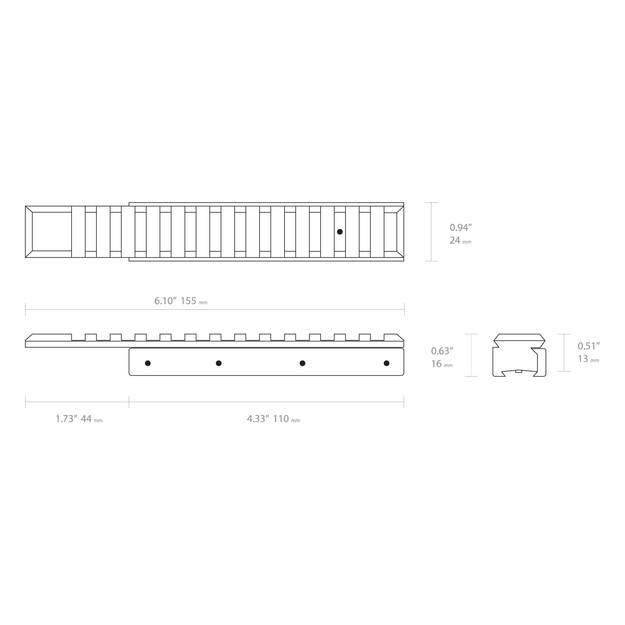 Adapter szyny Hawke Dovetail na Weaver/Picatinny 1-częsciowy - obrazek 2