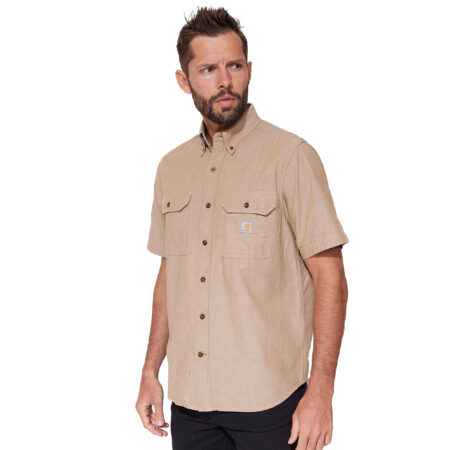 Koszula Carhartt Loose Chambray z krótkim rękawem dark tan chambray XL