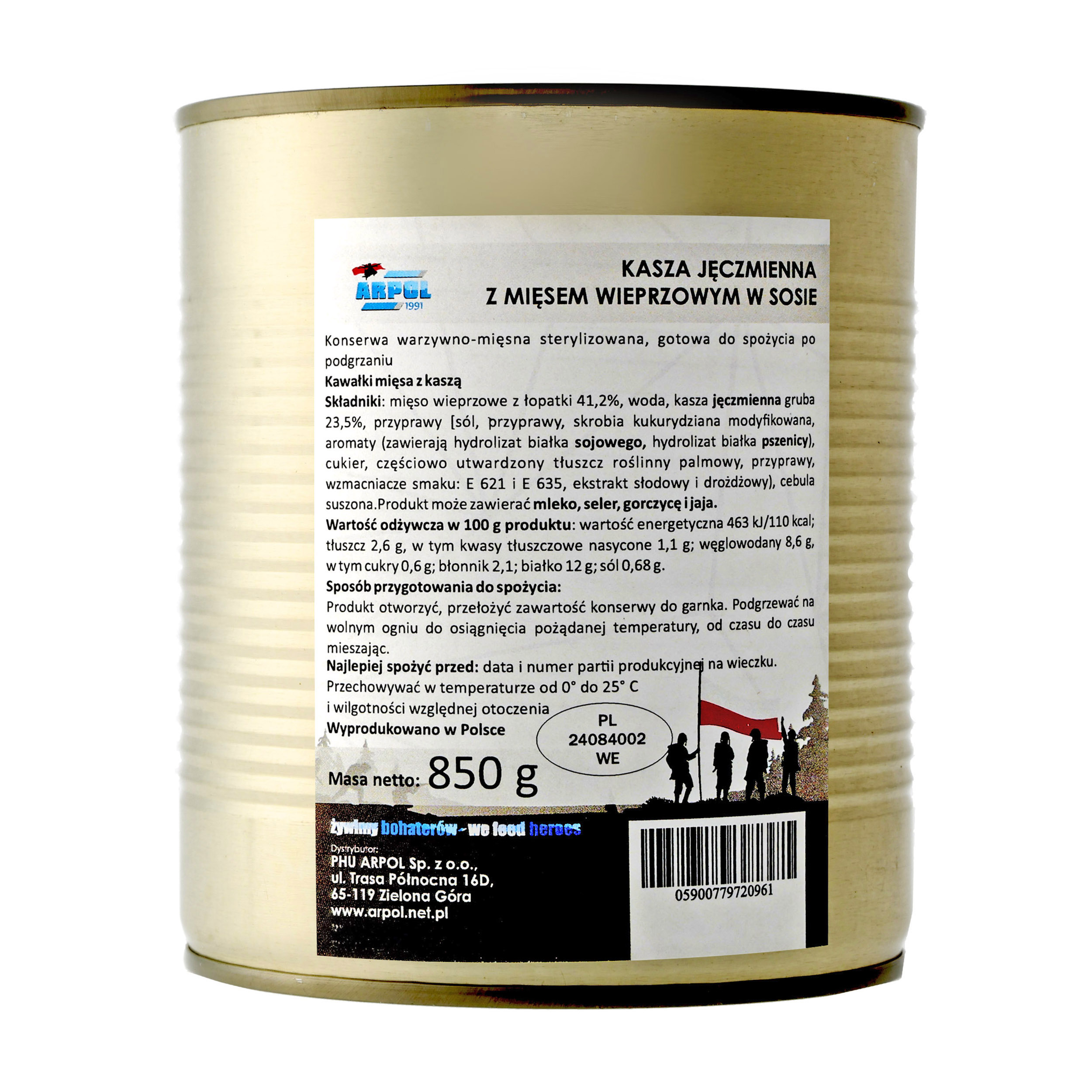 Kasza jęczmienna Arpol z mięsem w sosie 850 g