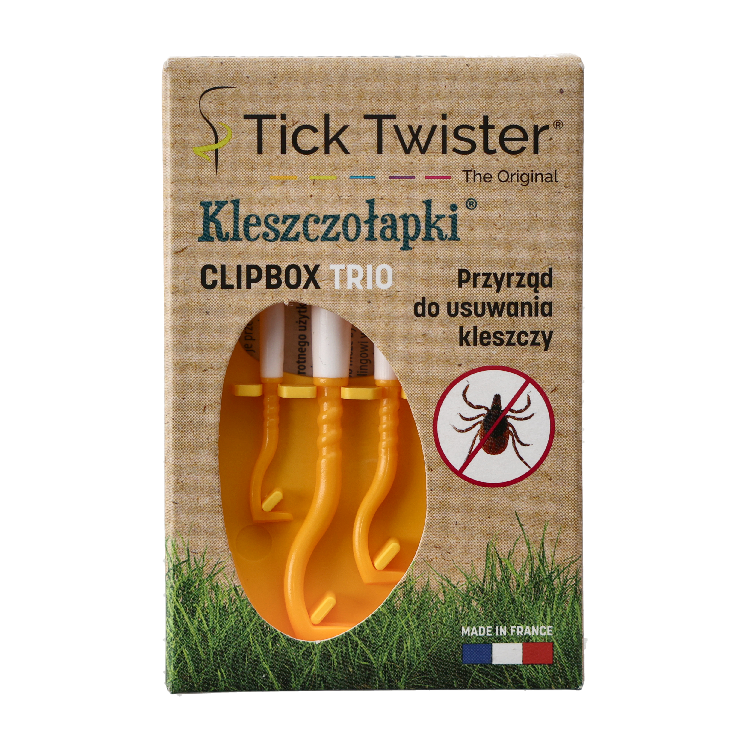 Kleszczołapki przyrząd do usuwania kleszczy Tick Twister® Clipbox Trio z brelokiem, żółte 3 szt. - obrazek 4
