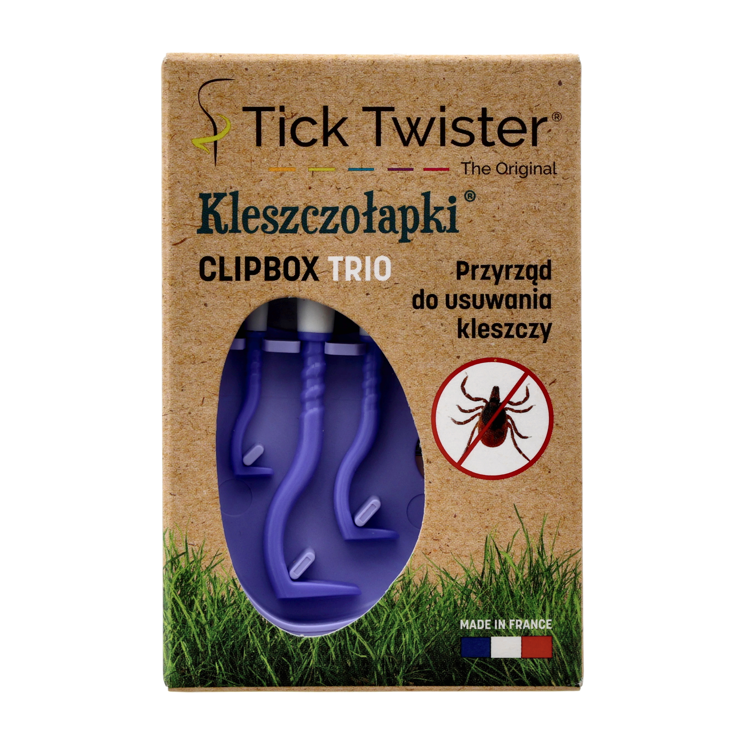 Kleszczołapki przyrząd do usuwania kleszczy Tick Twister® Clipbox Trio z brelokiem, fioletowe 3 szt. - obrazek 4