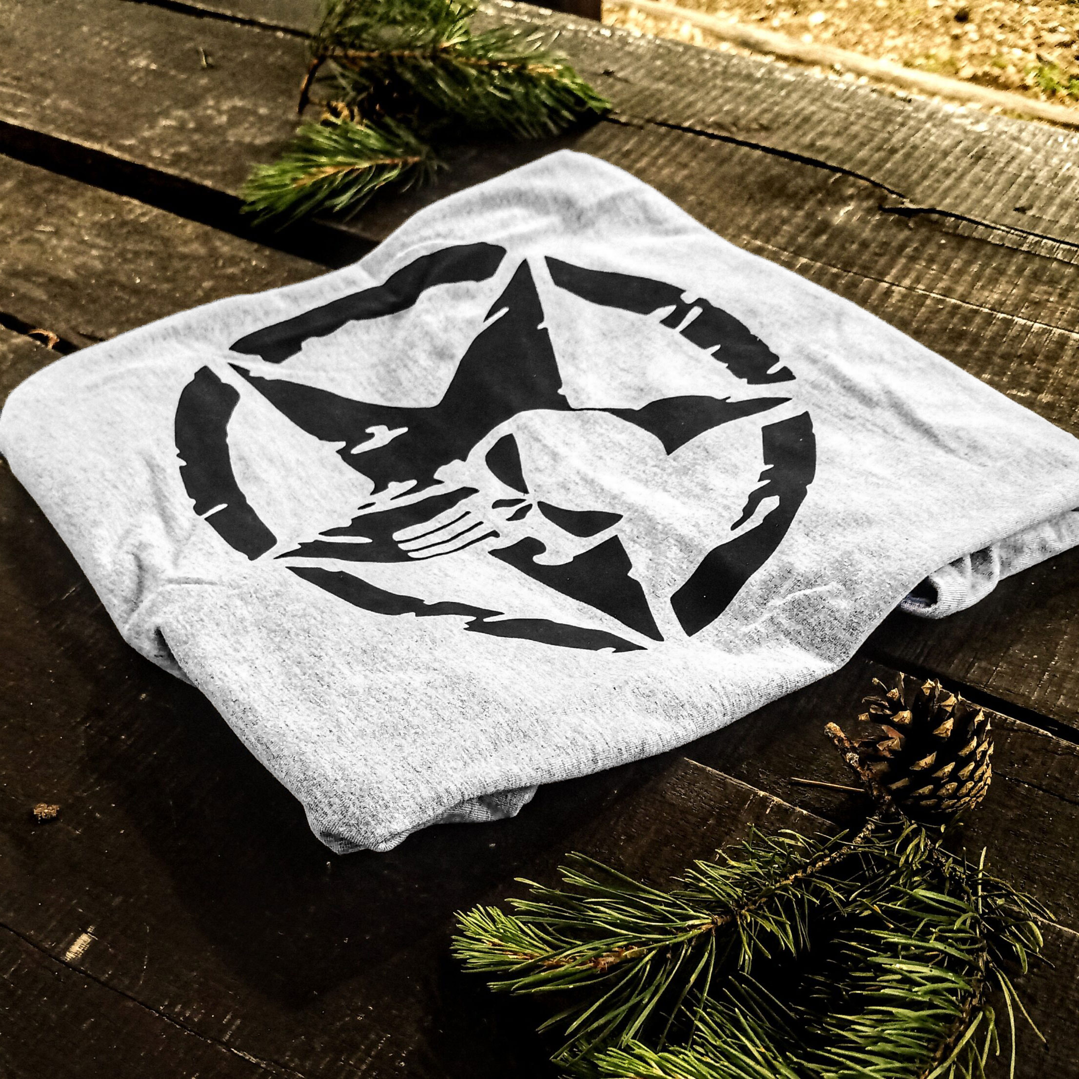 Koszulka męska TigerWood Military Punisher szara S - obrazek 4