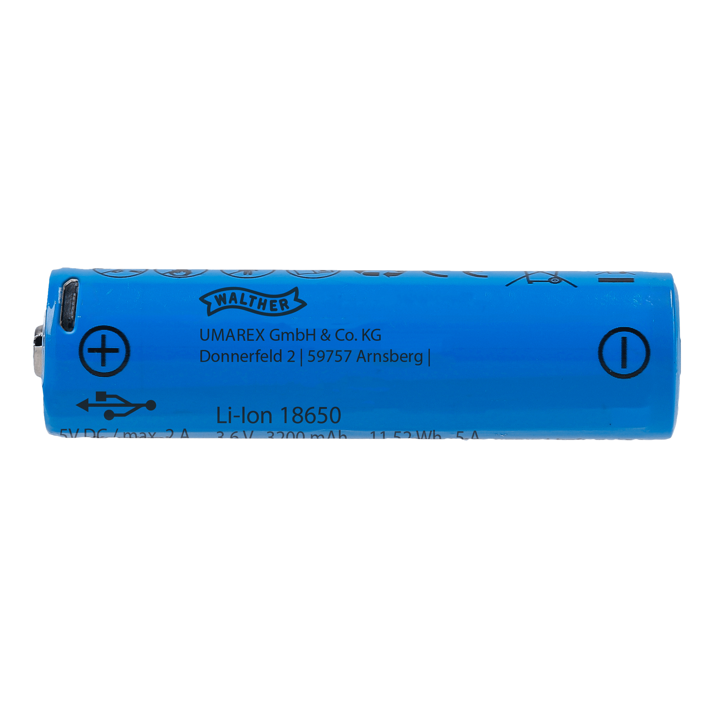 Akumulator Walther ICR (18650 3200 mAh 3,7 V) z ładowaniem USB - obrazek 2