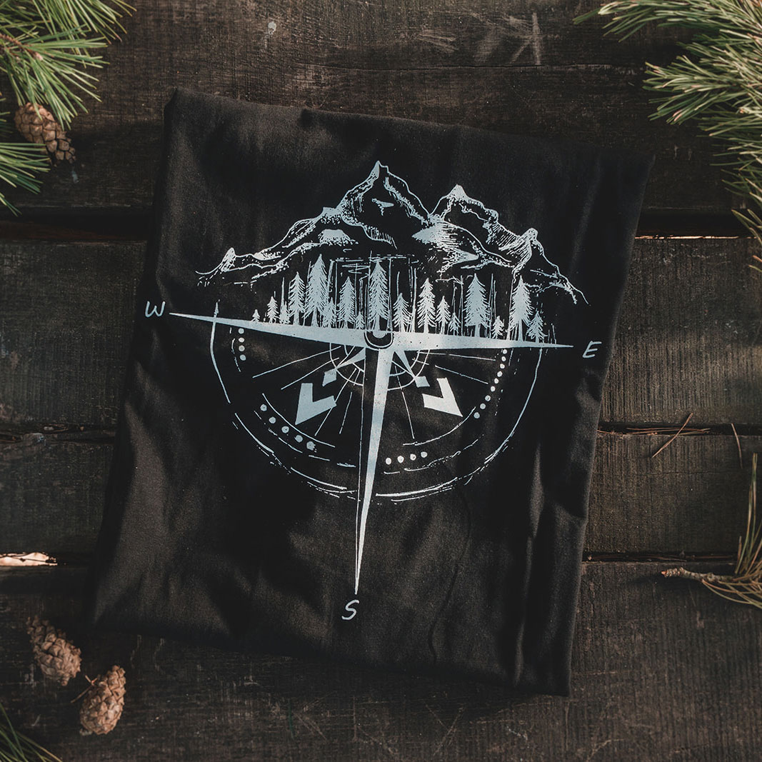 Koszulka męska TigerWood Róża Wiatrów czarna 2XL - obrazek 4