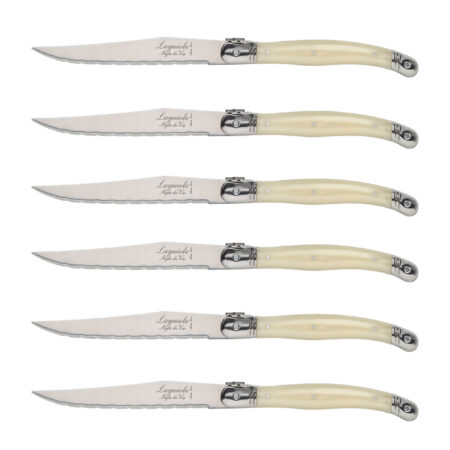 Nóż Laguiole do steków ze stali nierdzewnej 6 sztuk w bloku drewnianym