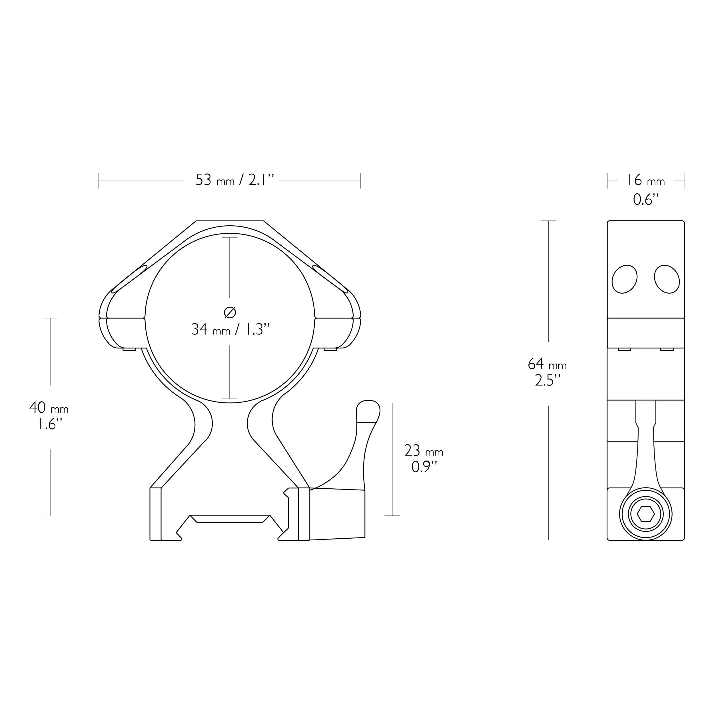 Montaż lunety Hawke Precision Steel wysoki 34 mm Weaver z dźwignią - obrazek 2