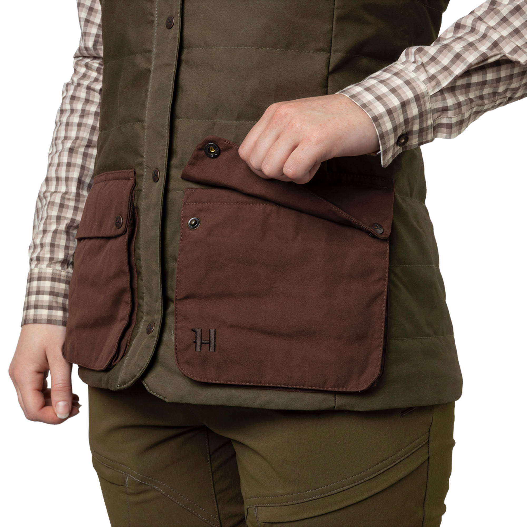 Kamizelka damska Härkila Retrieve Dark warm olive / Burgundy 40 - obrazek 3