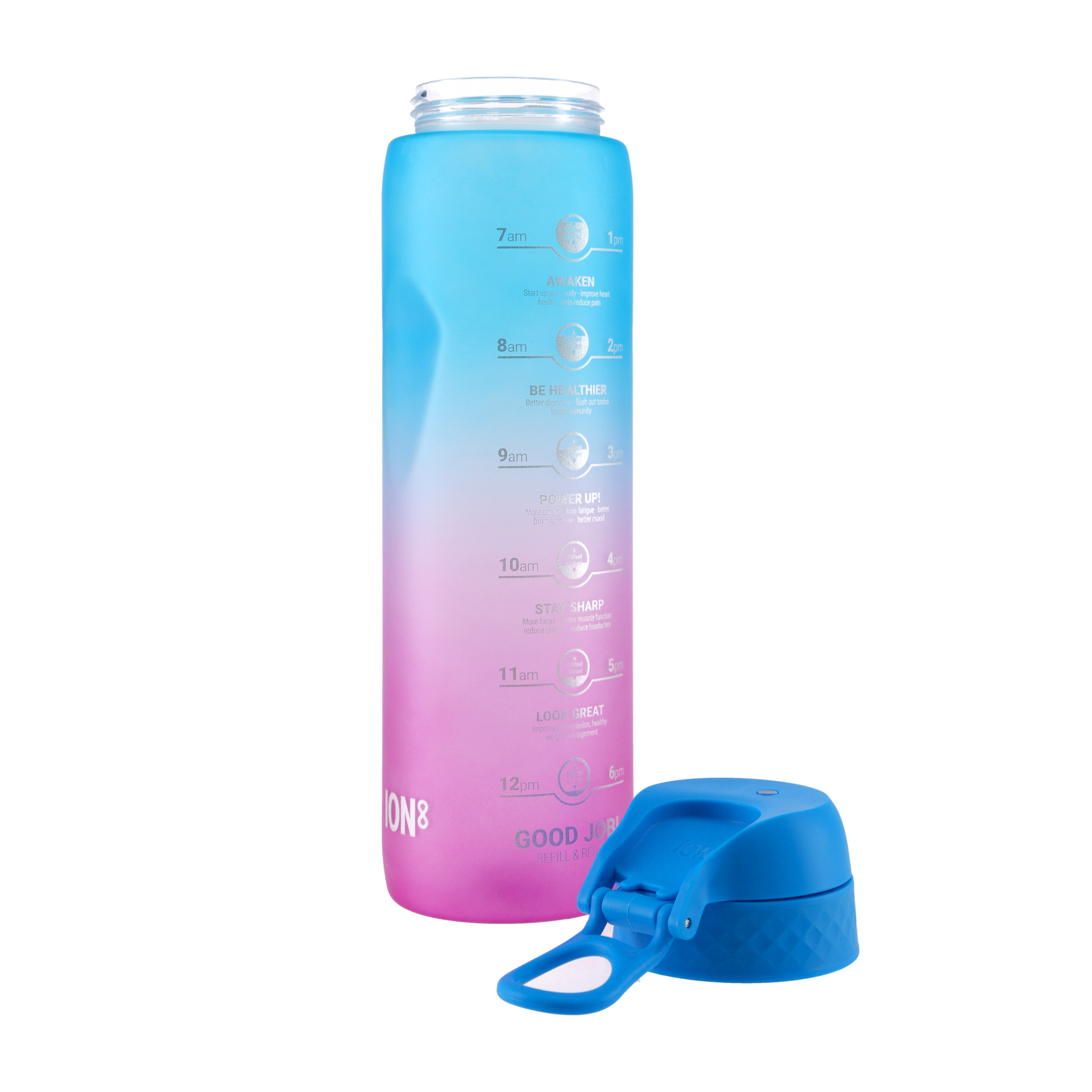 Bidon sportowy ION8 1000 ml Motivator niebiesko-różowy - obrazek 4