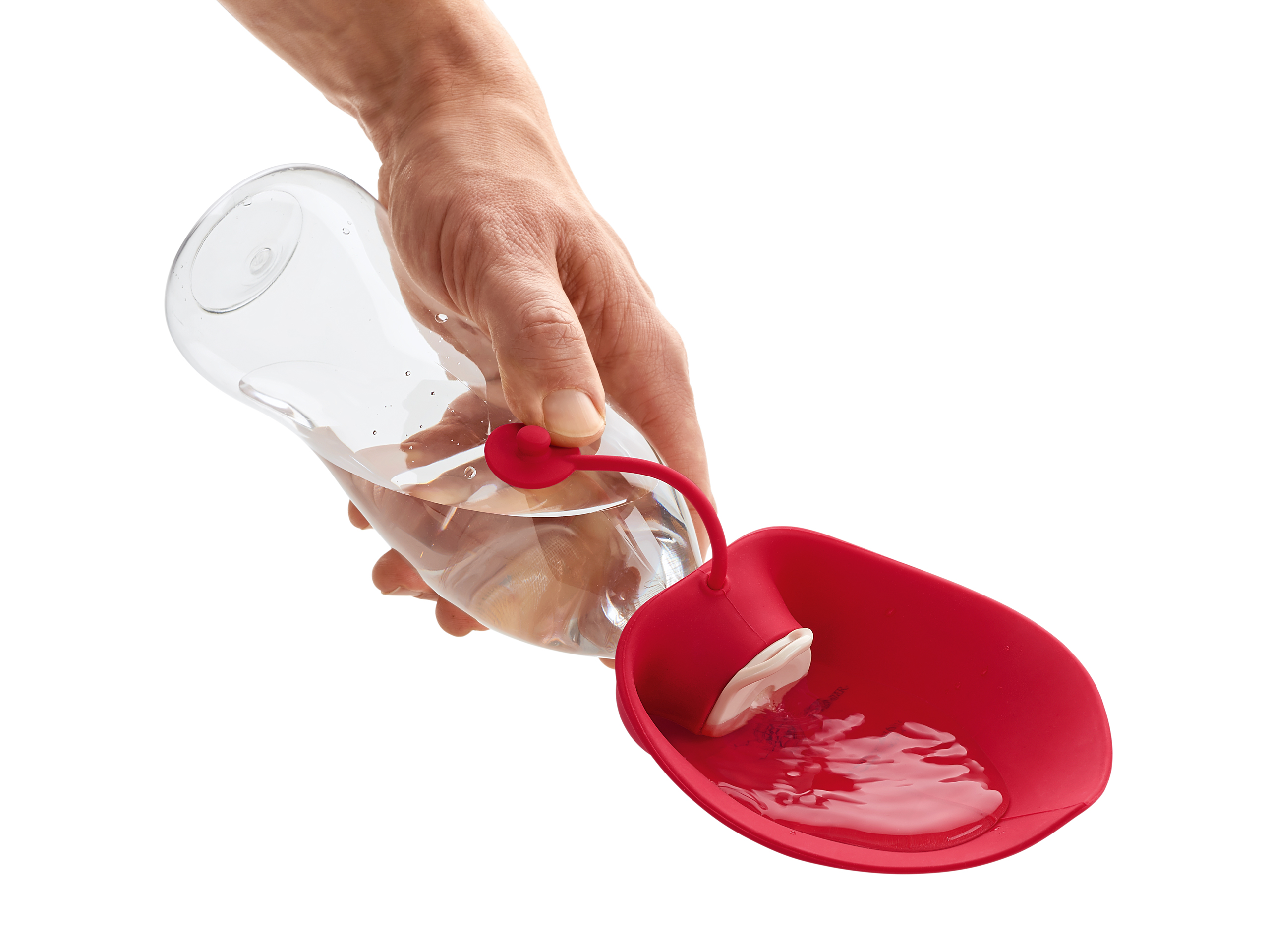 Butelka silikonowa z miską List 550ml czerwo - obrazek 2