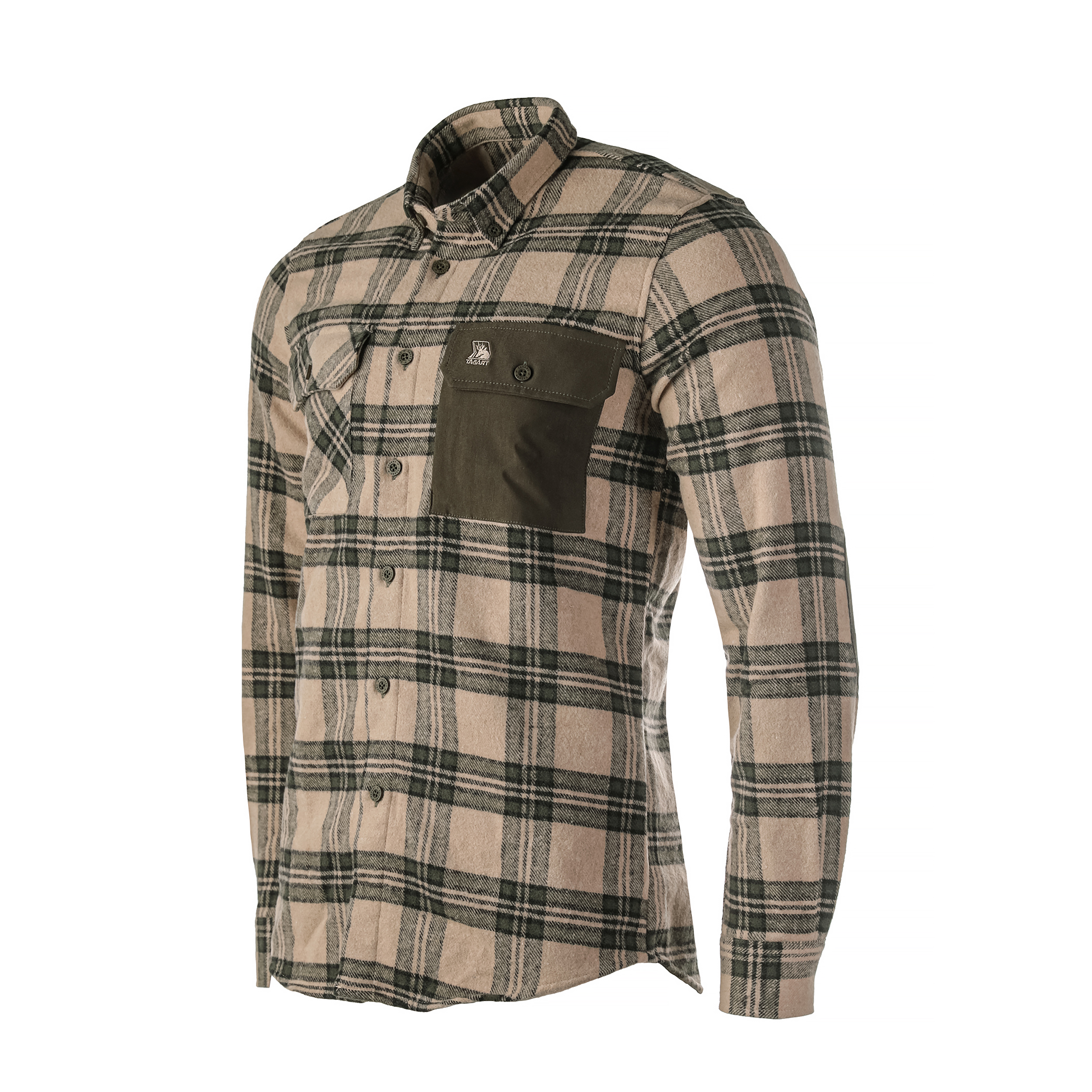Koszula męska Tagart Alaska, flanelowa, beżowa w zieloną kratę 3XL - obrazek 2